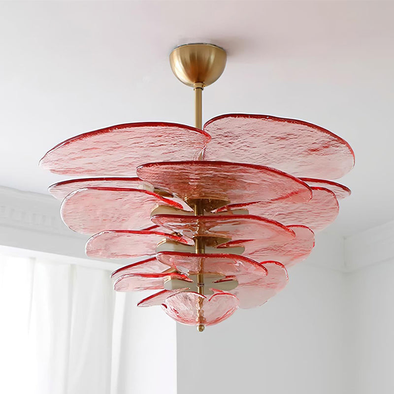 Evvinora Individual Creativity Leaf Layered Glass Metal Chandelier - Letslighting