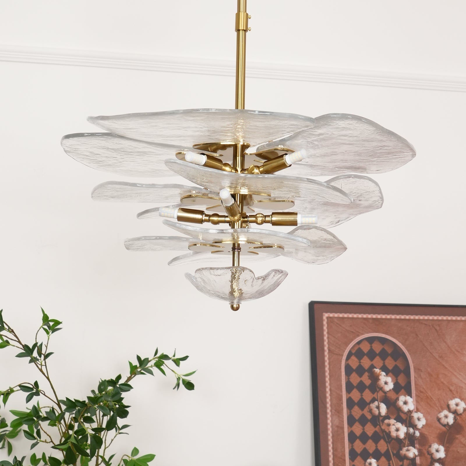 Evvinora Individual Creativity Leaf Layered Glass Metal Chandelier - Letslighting