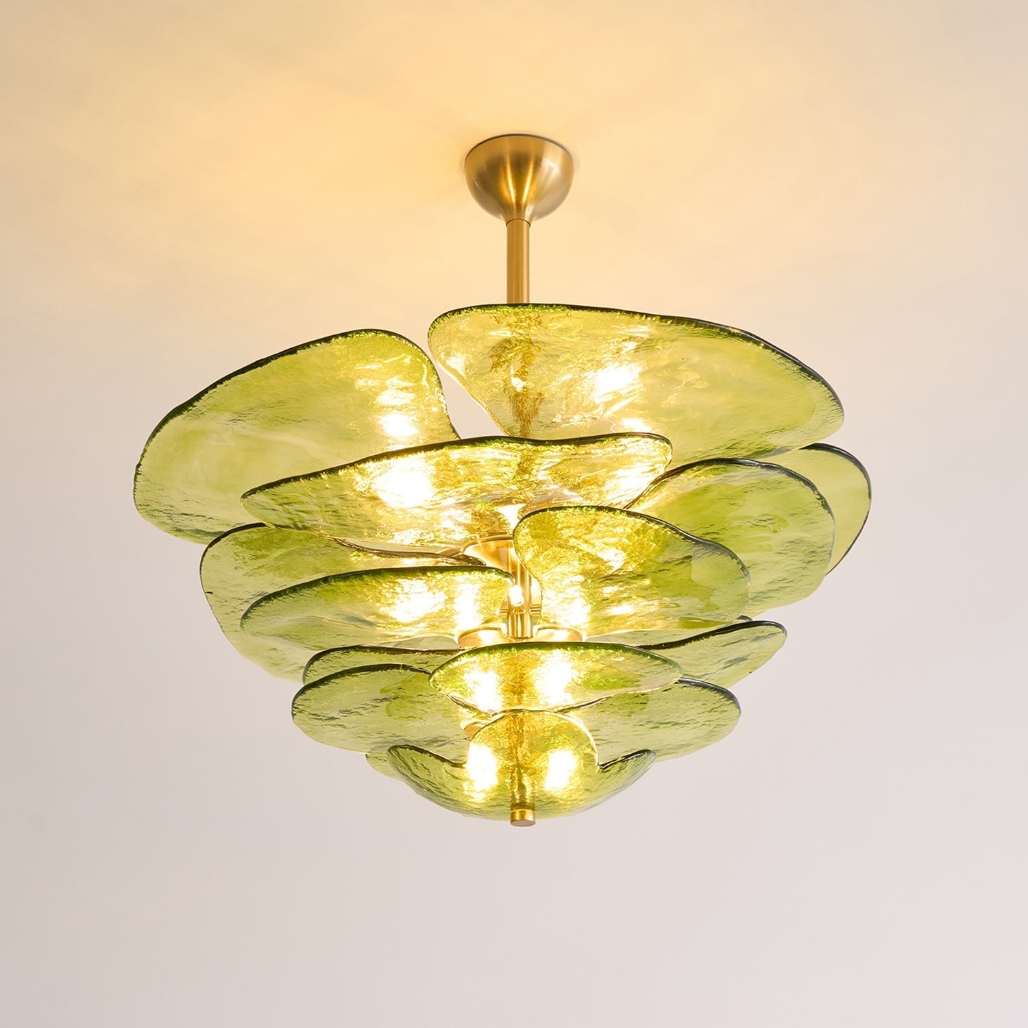 Evvinora Individual Creativity Leaf Layered Glass Metal Chandelier - Letslighting