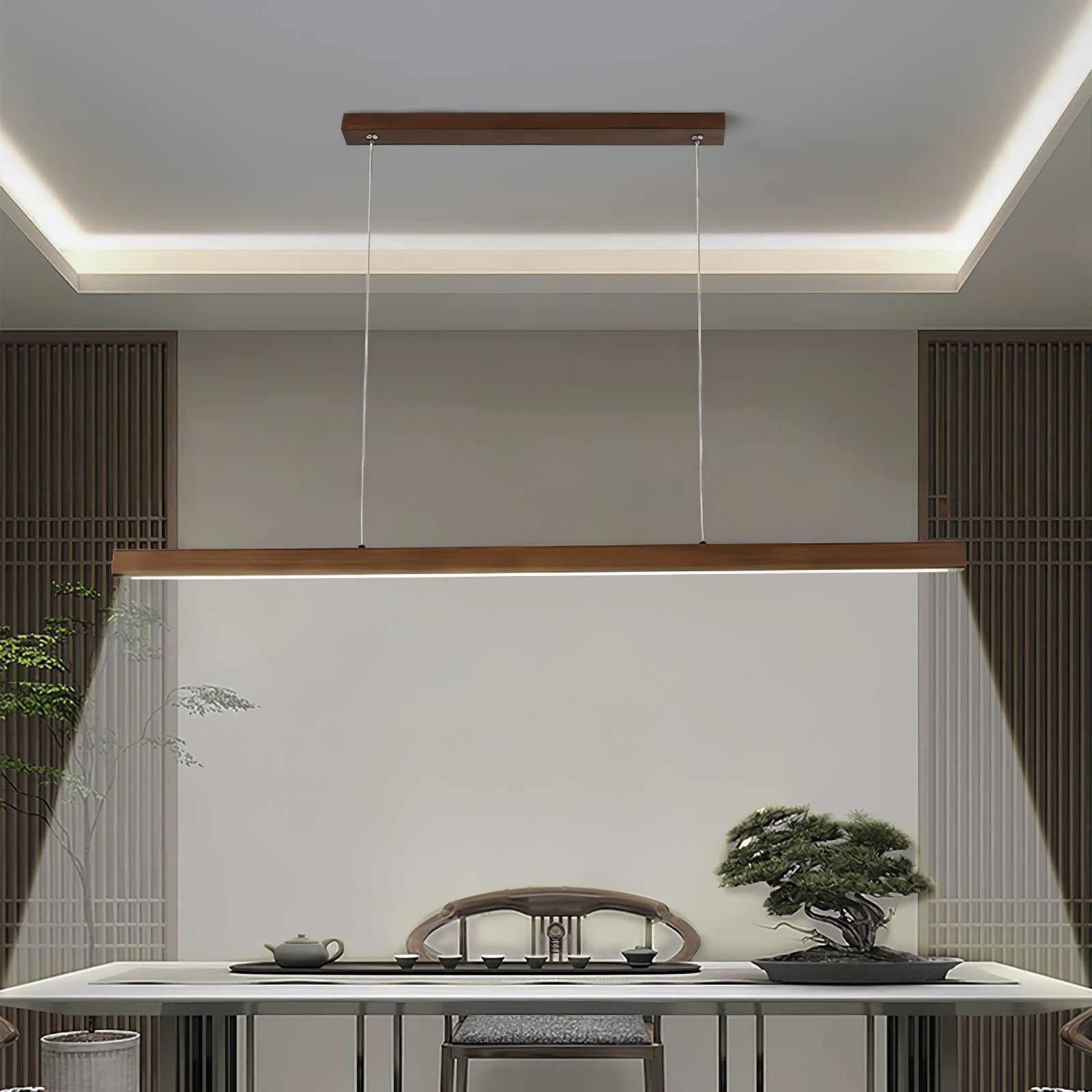 Elowen Linear Minimalistisch Holz Pendelleuchte Leuchte-Letslighting