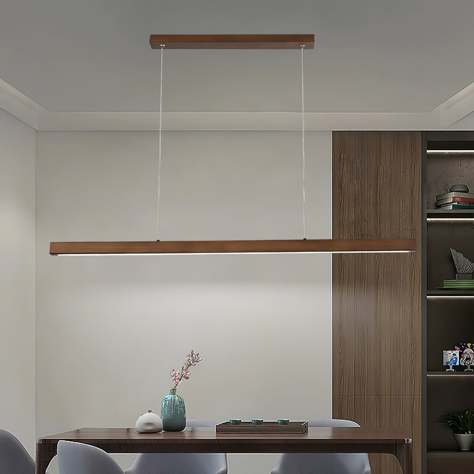 Elowen Linear Minimalistisch Holz Pendelleuchte Leuchte-Letslighting