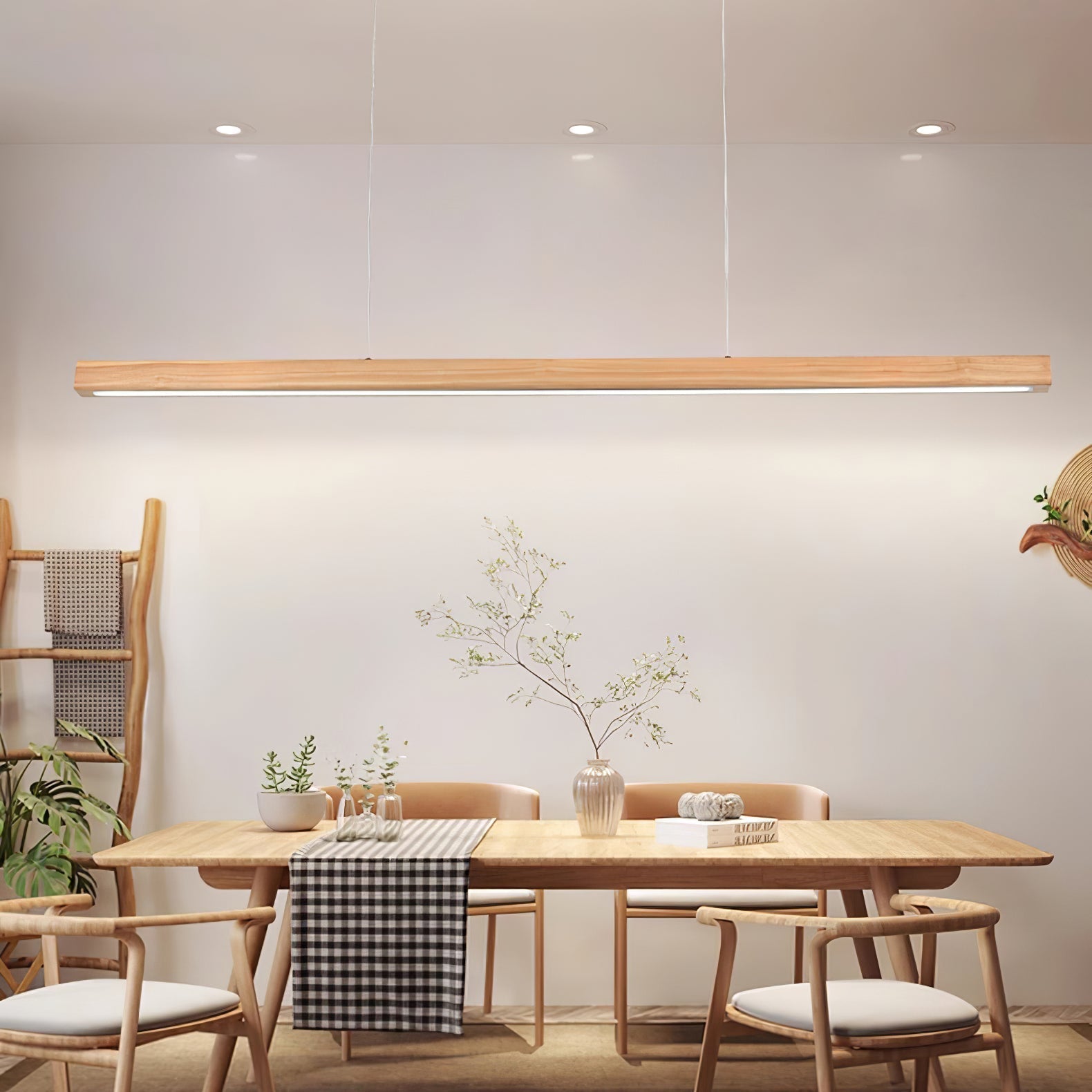 Elowen Linear Minimalistisch Holz Pendelleuchte Leuchte-Letslighting