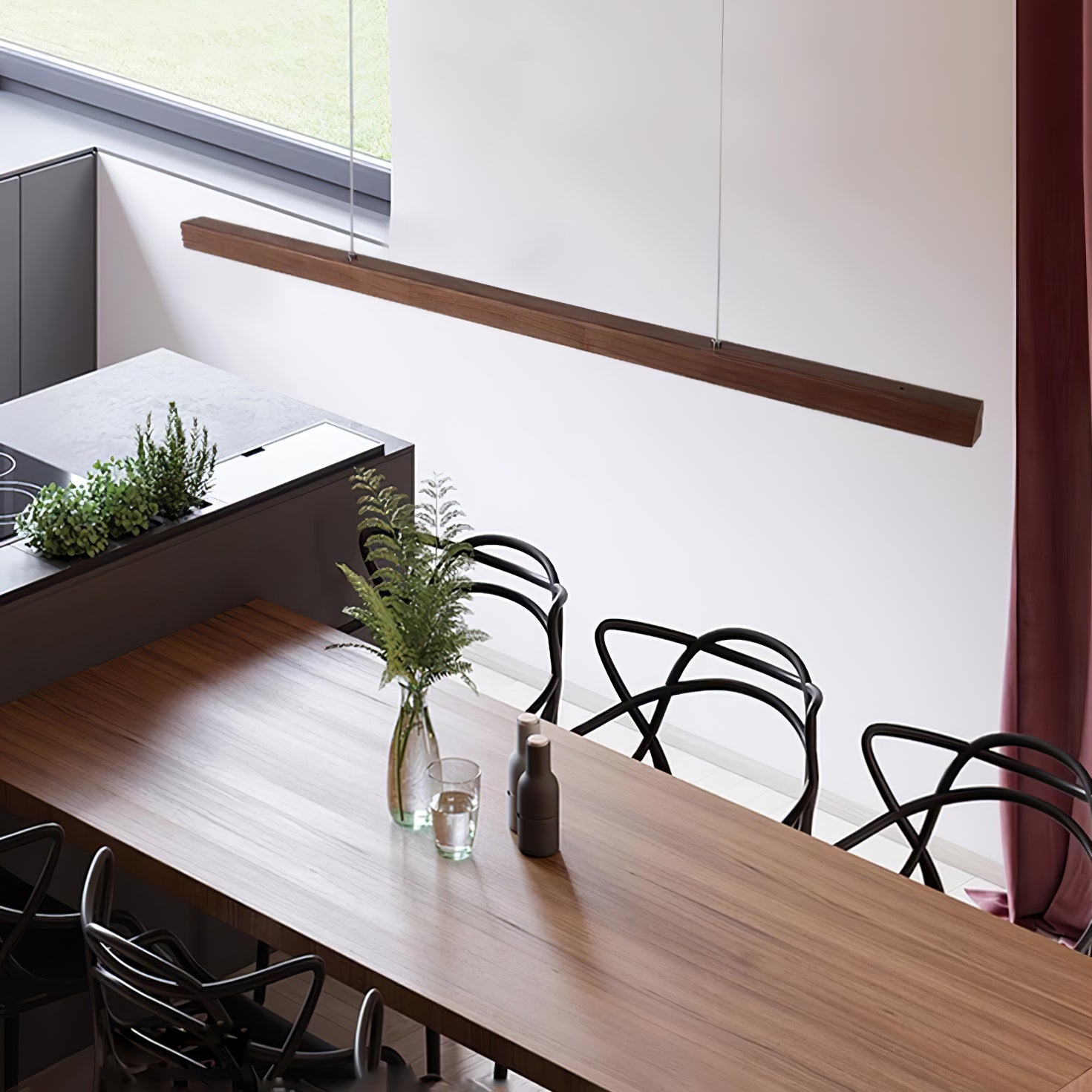 Elowen Linear Minimalistisch Holz Pendelleuchte Leuchte-Letslighting