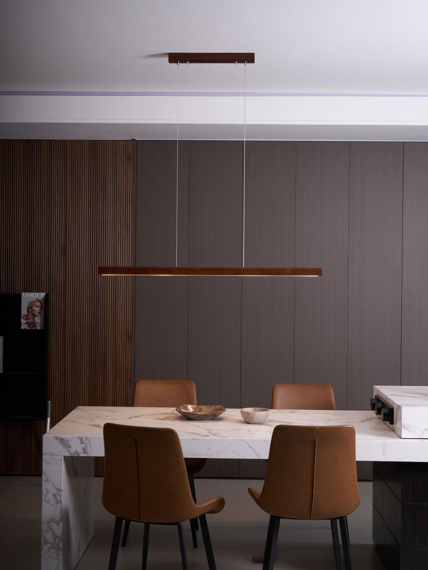 Elowen Linear Minimalistisch Holz Pendelleuchte Leuchte-Letslighting