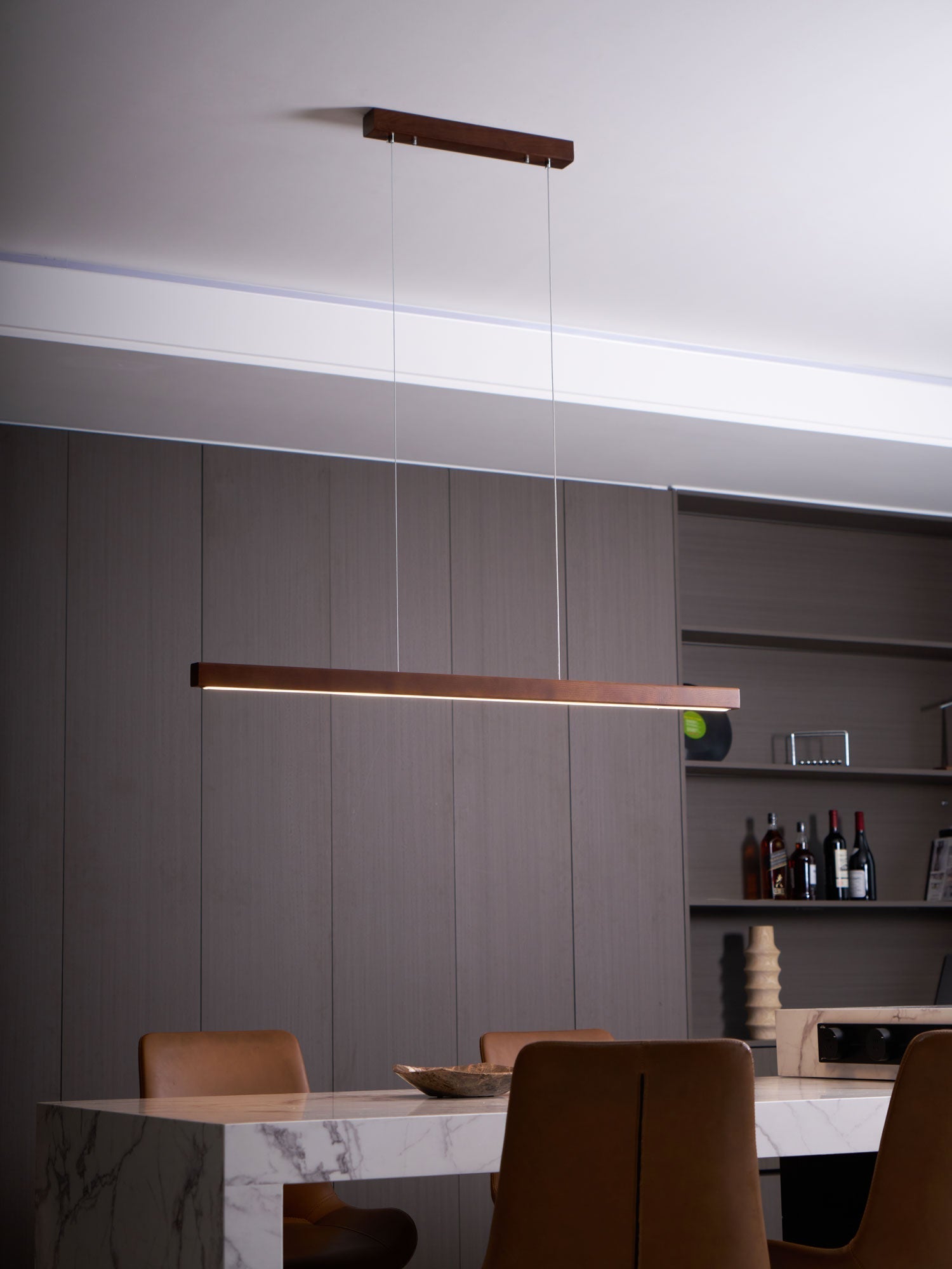 Elowen Linear Minimalistisch Holz Pendelleuchte Leuchte-Letslighting