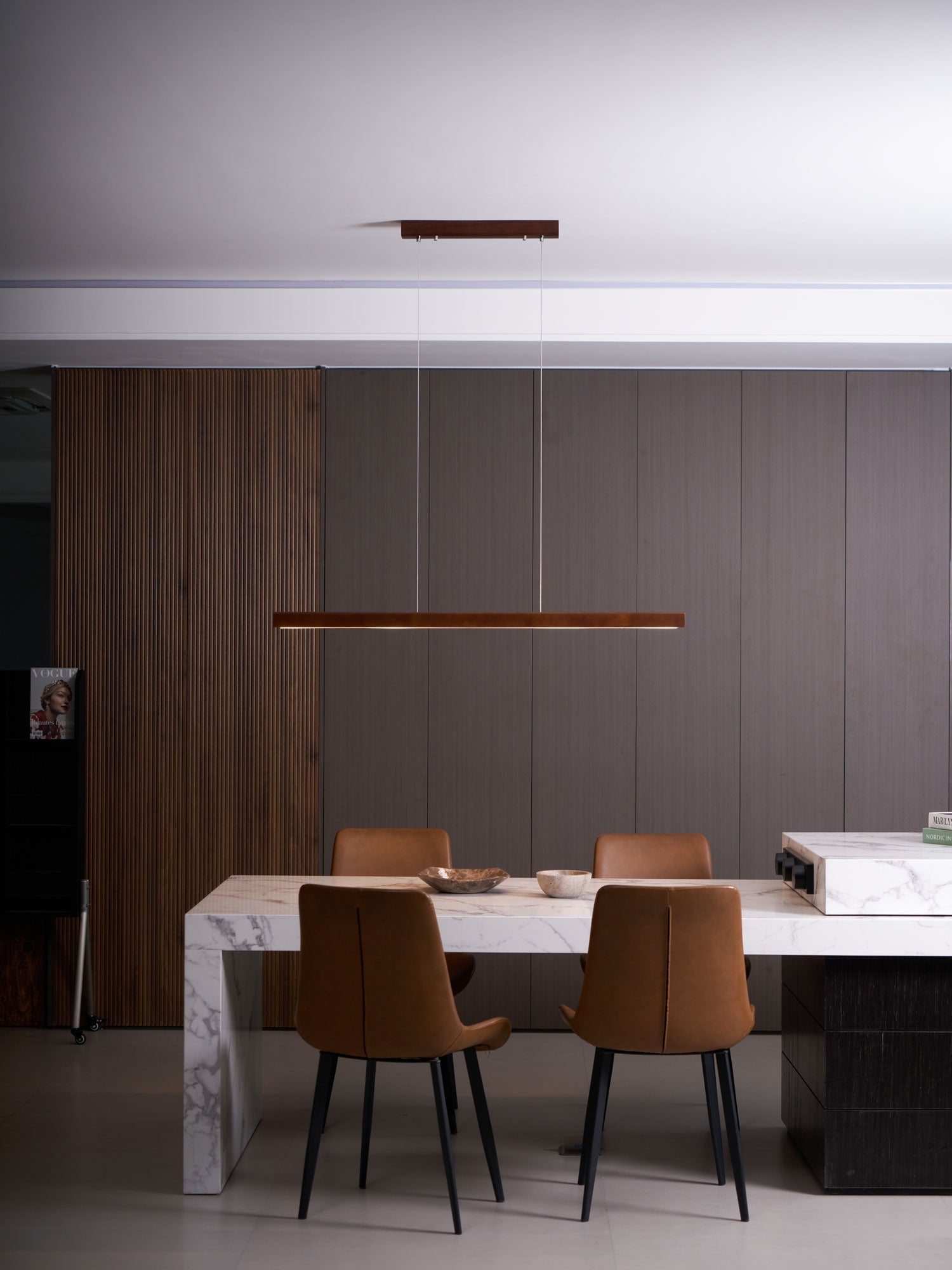 Elowen Linear Minimalistisch Holz Pendelleuchte Leuchte-Letslighting