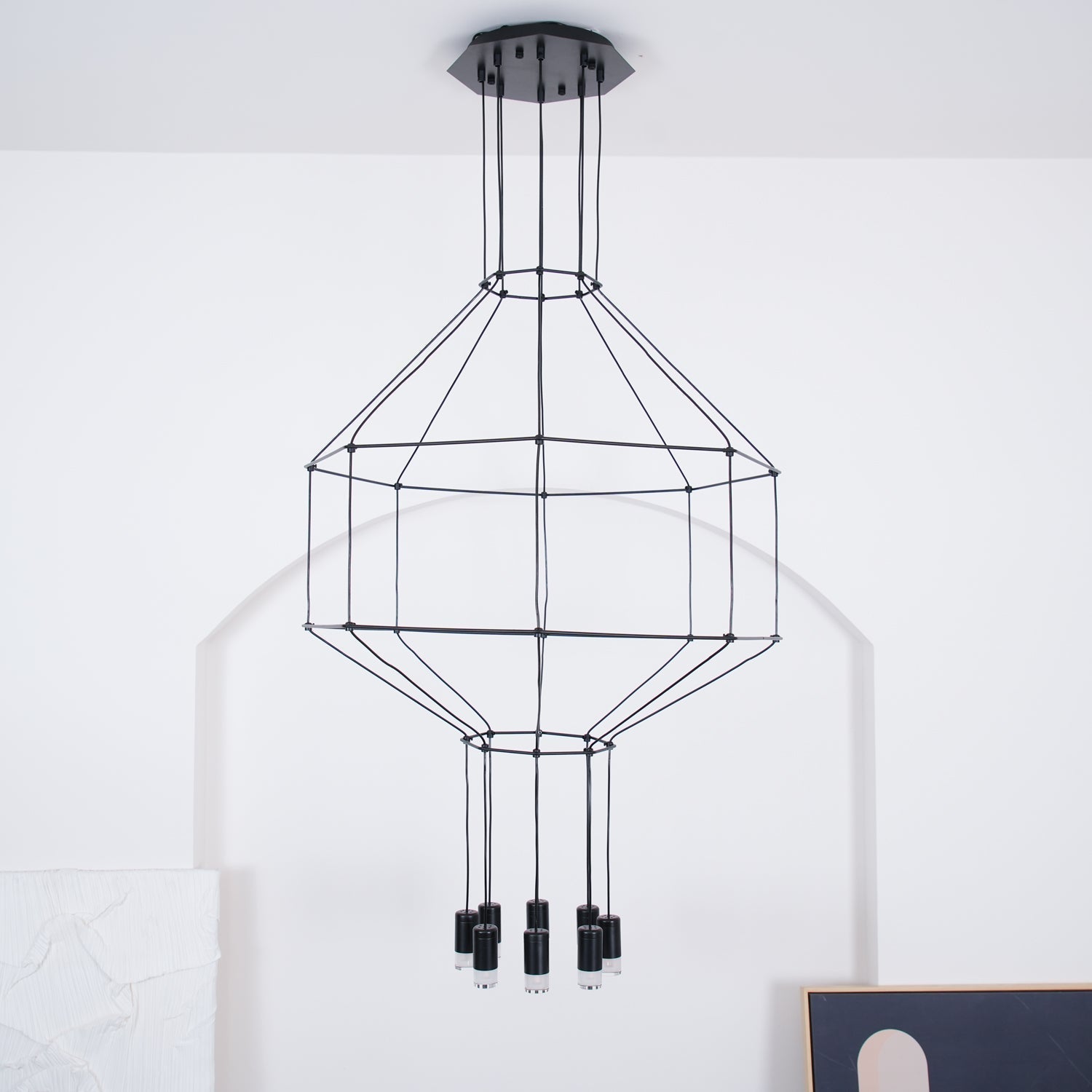 Lustra Schwarzer Drahtlinien-LED-Kronleuchter-Letslighting
