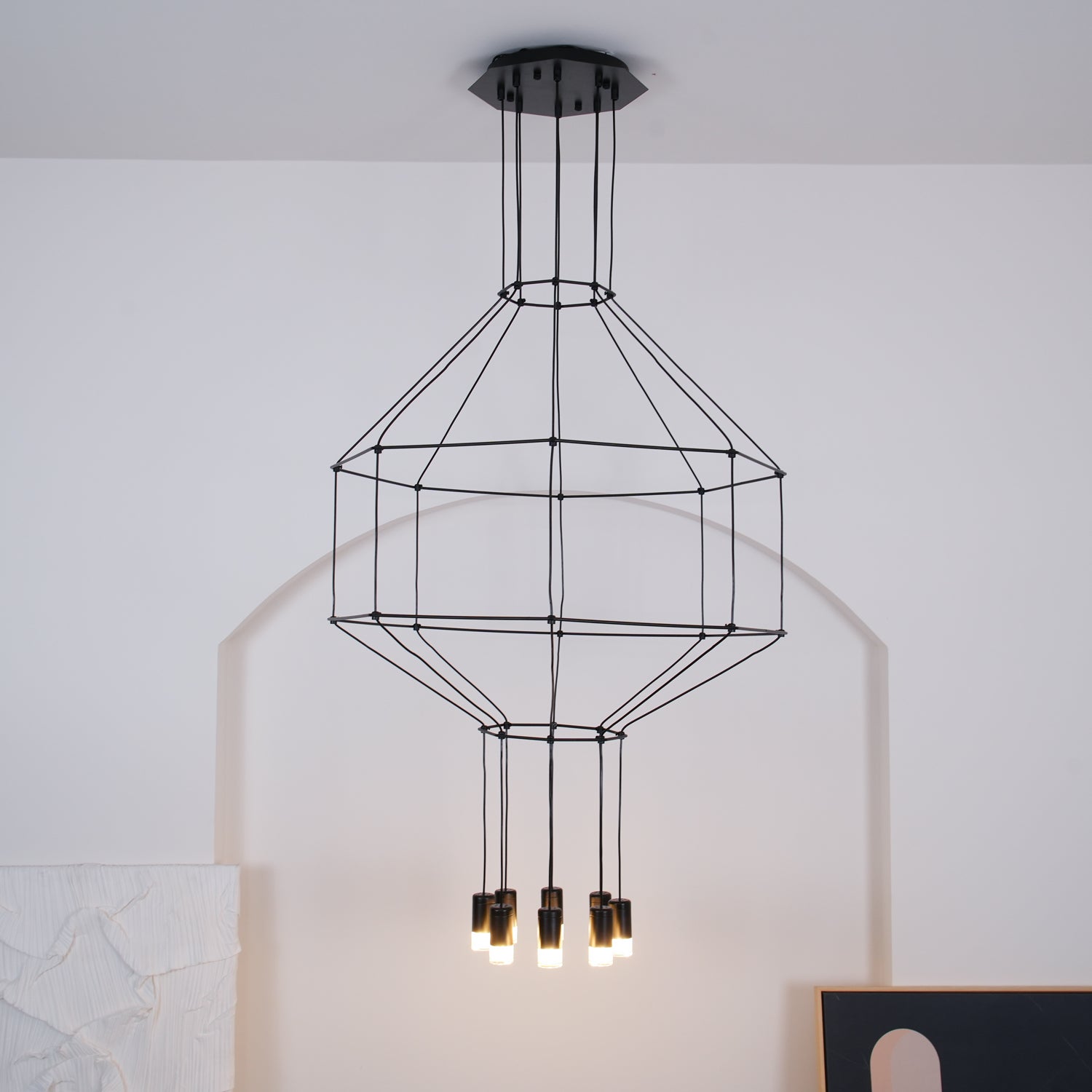 Lustra Schwarzer Drahtlinien-LED-Kronleuchter-Letslighting
