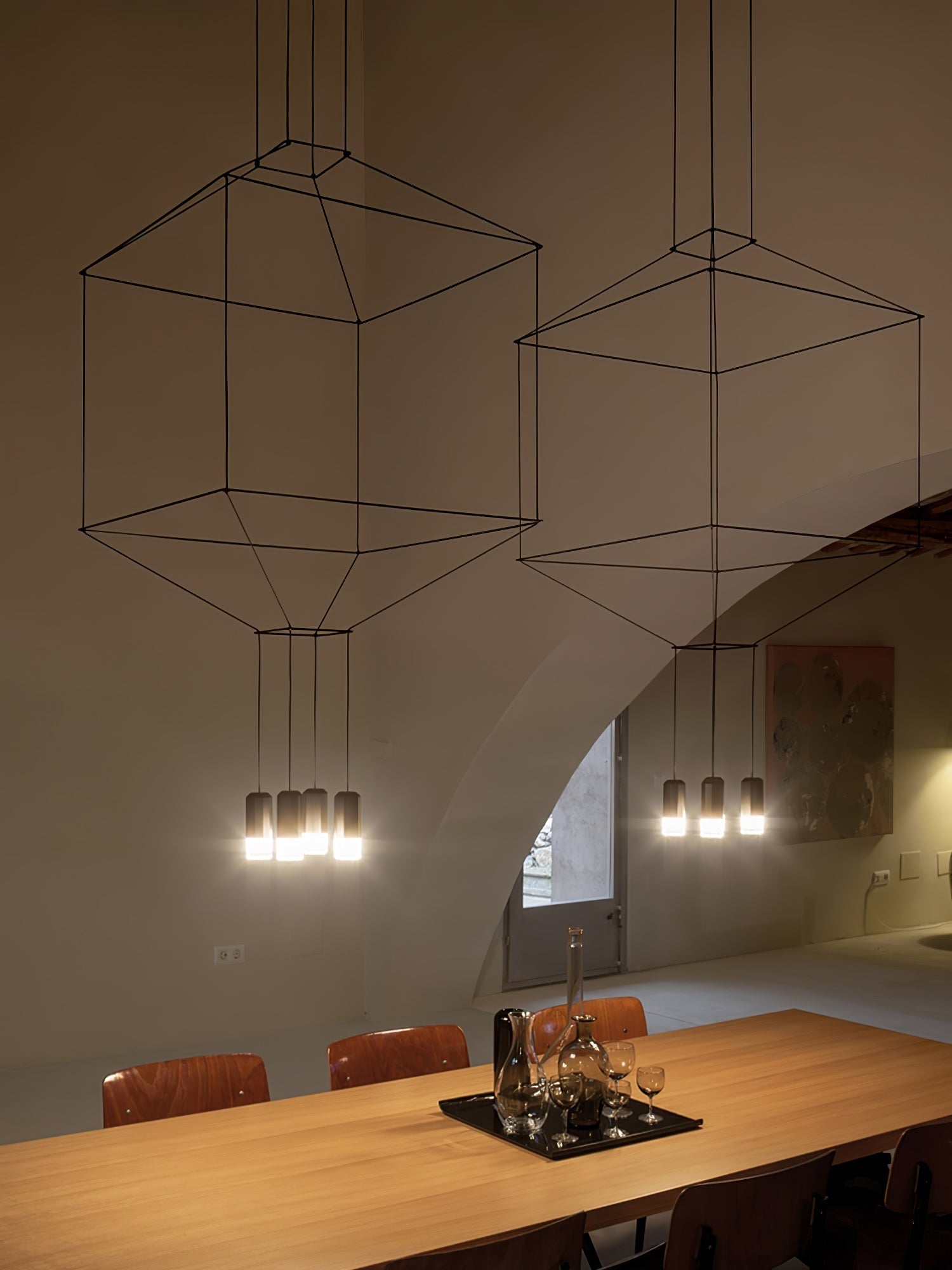 Lustra Schwarzer Drahtlinien-LED-Kronleuchter-Letslighting
