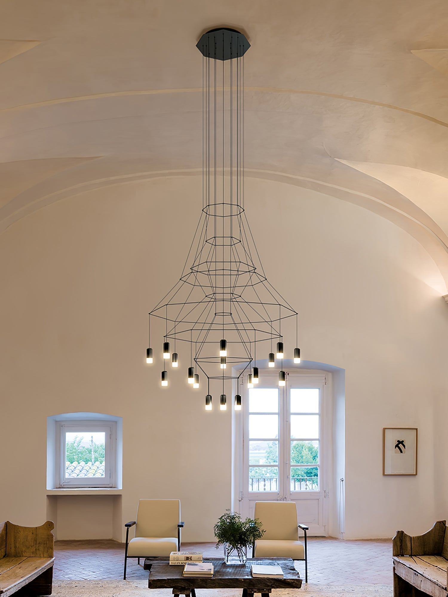 Lustra Schwarzer Drahtlinien-LED-Kronleuchter-Letslighting