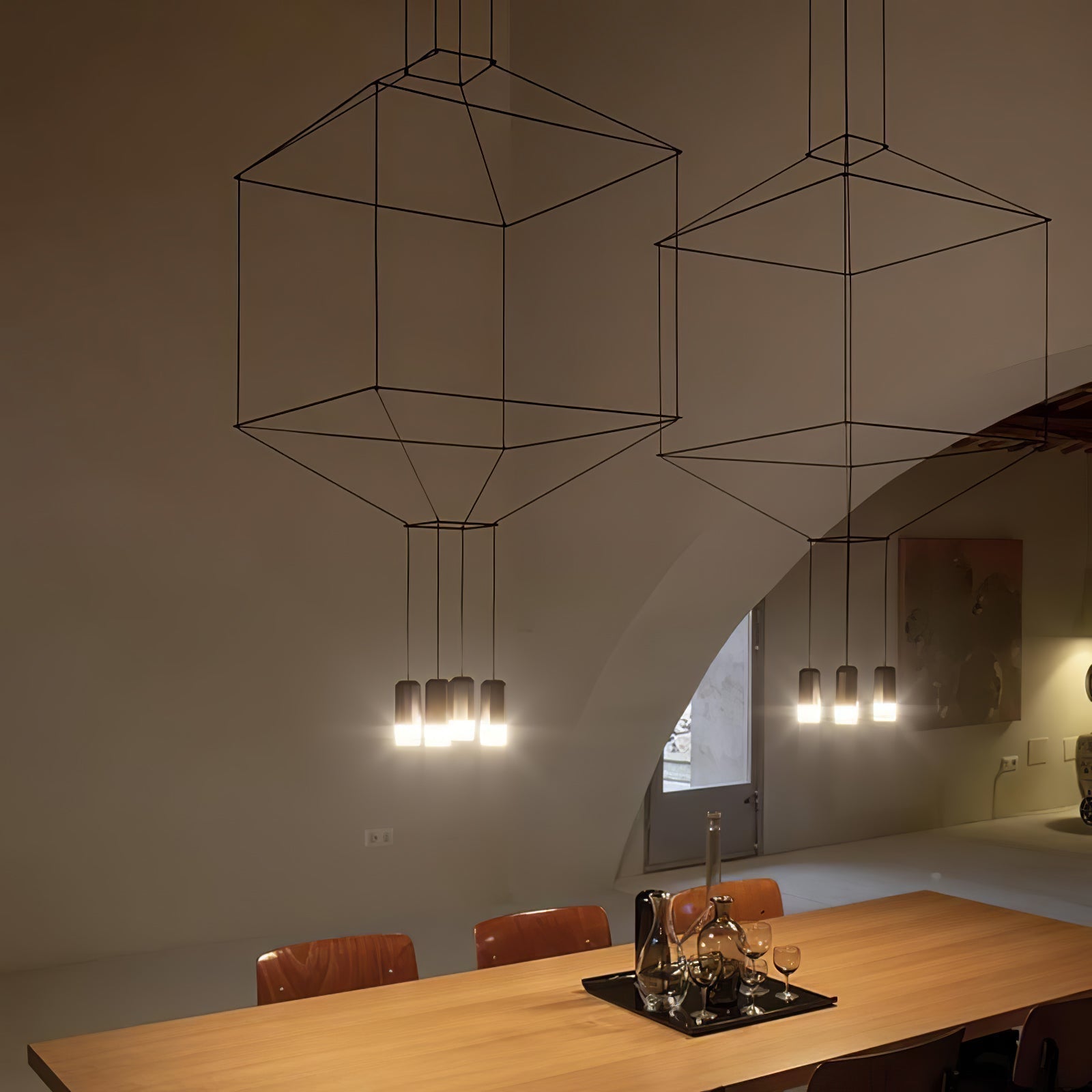 Lustra Schwarzer Drahtlinien-LED-Kronleuchter-Letslighting