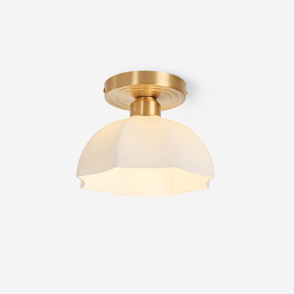 Avelin Brass Base and Opal Glass Flush Mount Ceiling Light - Letslighting