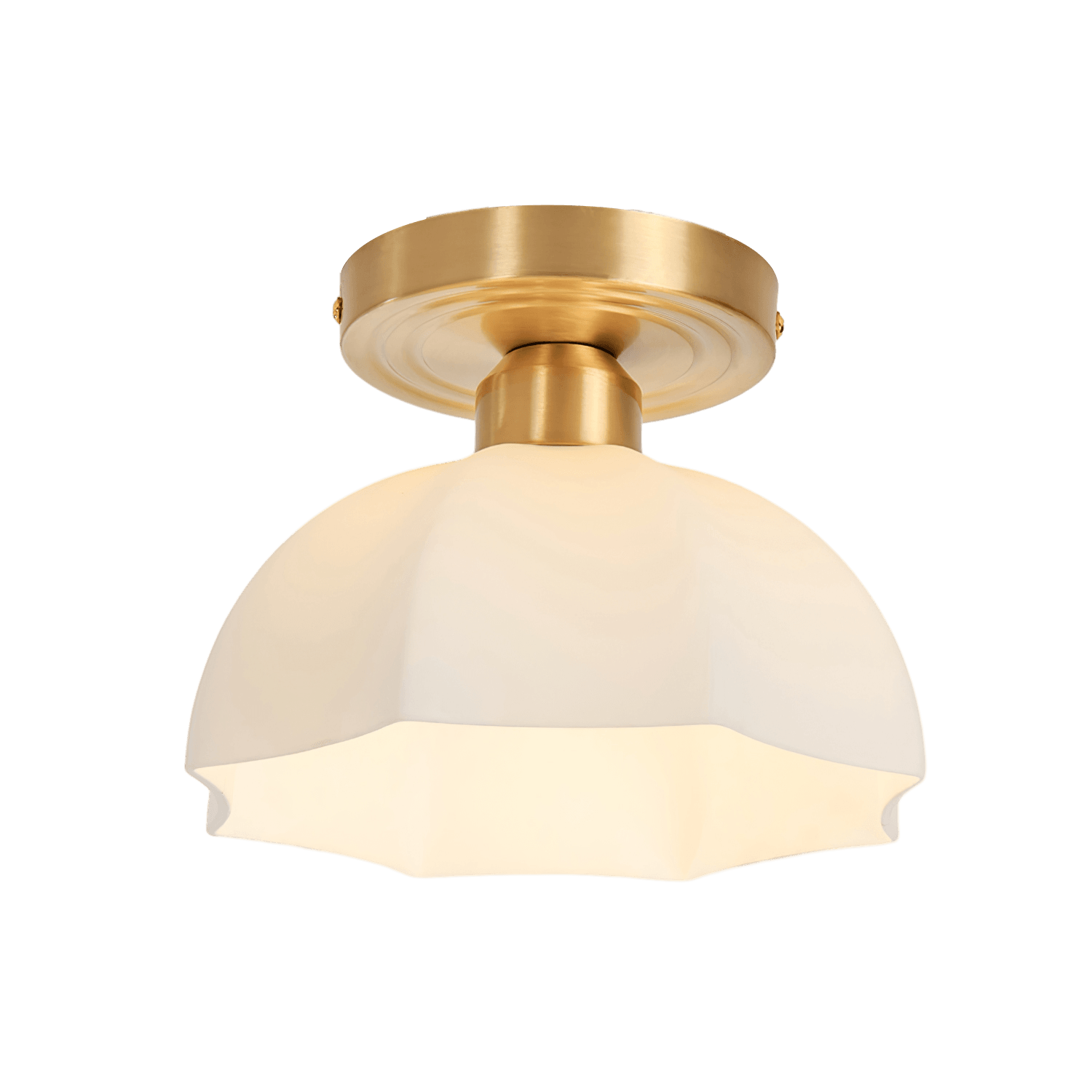 Avelin Brass Base and Opal Glass Flush Mount Ceiling Light - Letslighting