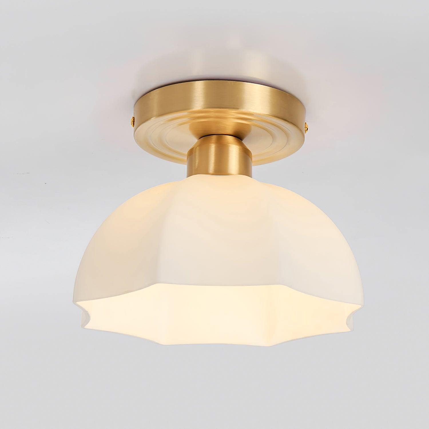 Avelin Brass Base and Opal Glass Flush Mount Ceiling Light - Letslighting