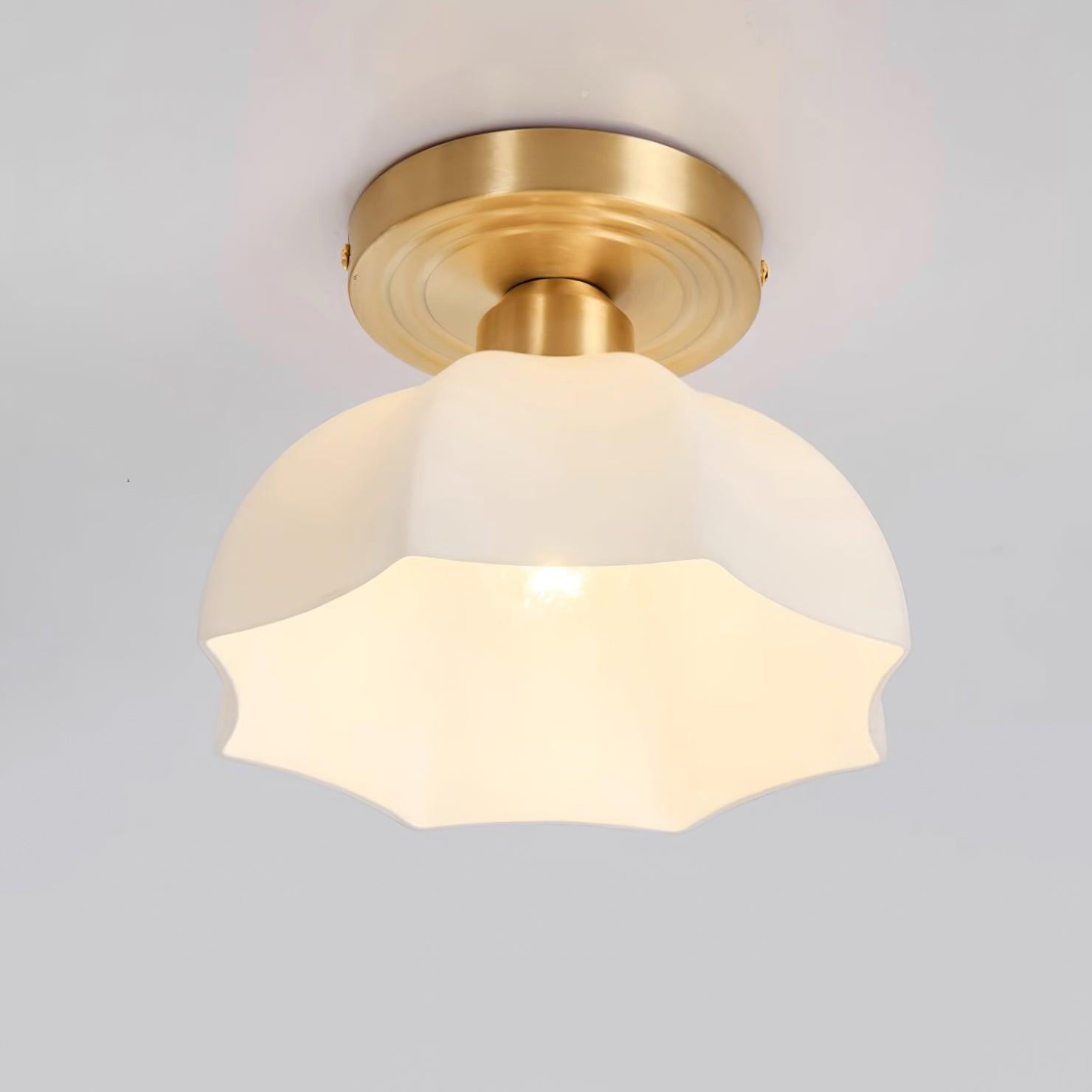 Avelin Brass Base and Opal Glass Flush Mount Ceiling Light - Letslighting
