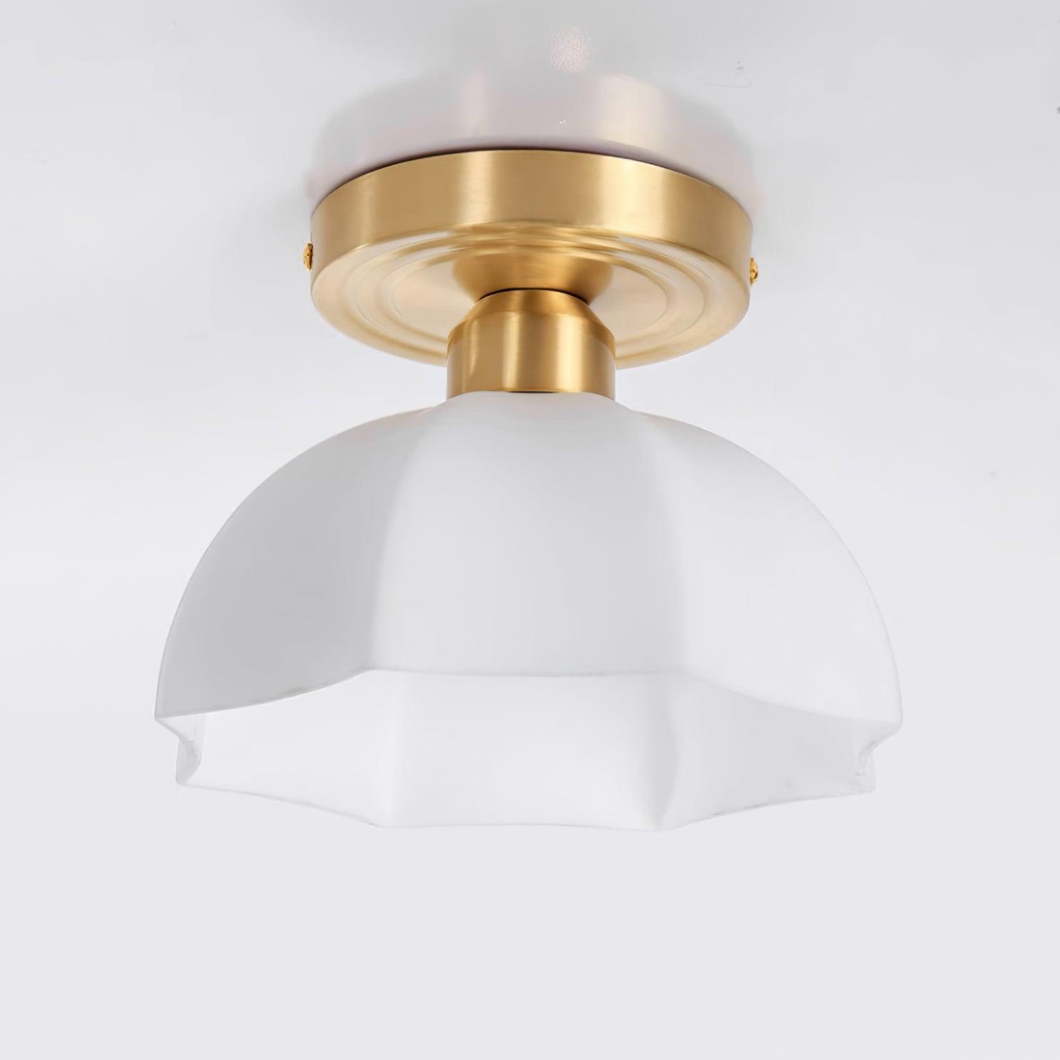 Avelin Brass Base and Opal Glass Flush Mount Ceiling Light - Letslighting