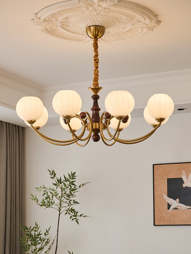 Omirara Traditioneller Eleganter Kronleuchter aus Vintage-Holz-Letslighting