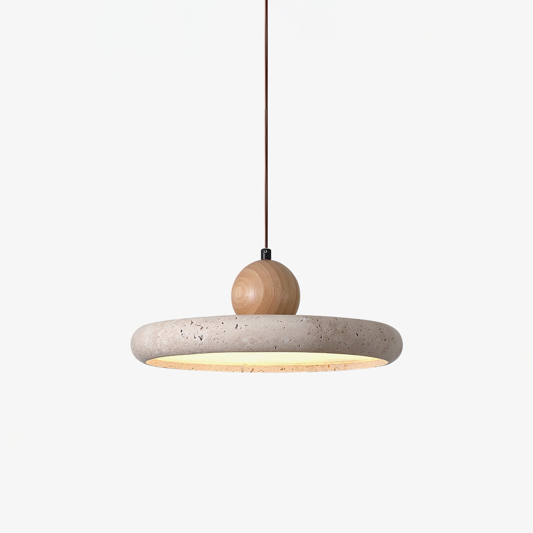 Opalyn Travertin-Holz-Pendelleuchte