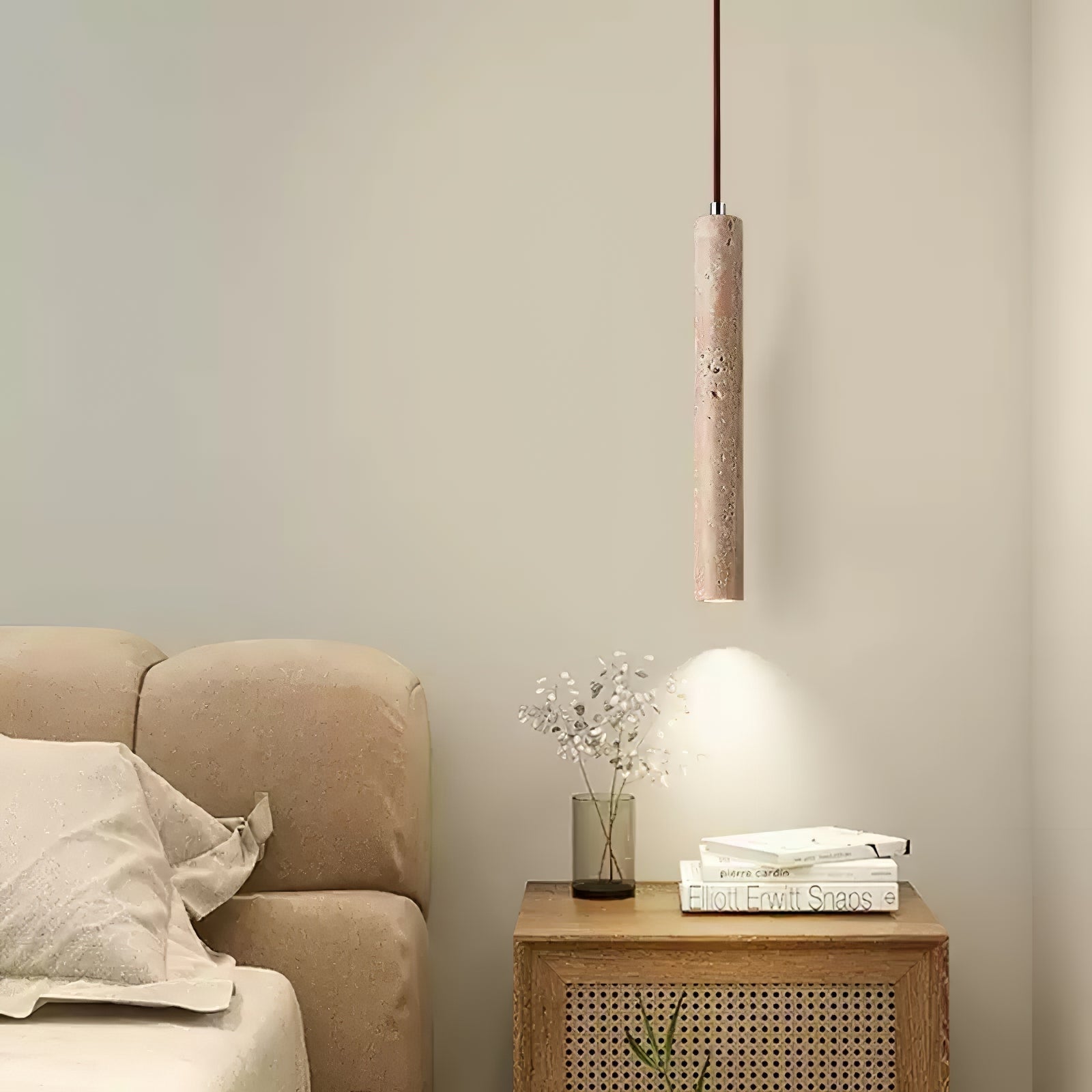 Olvynarae Cylindrical Travertine Pendant Light - Neutralighting