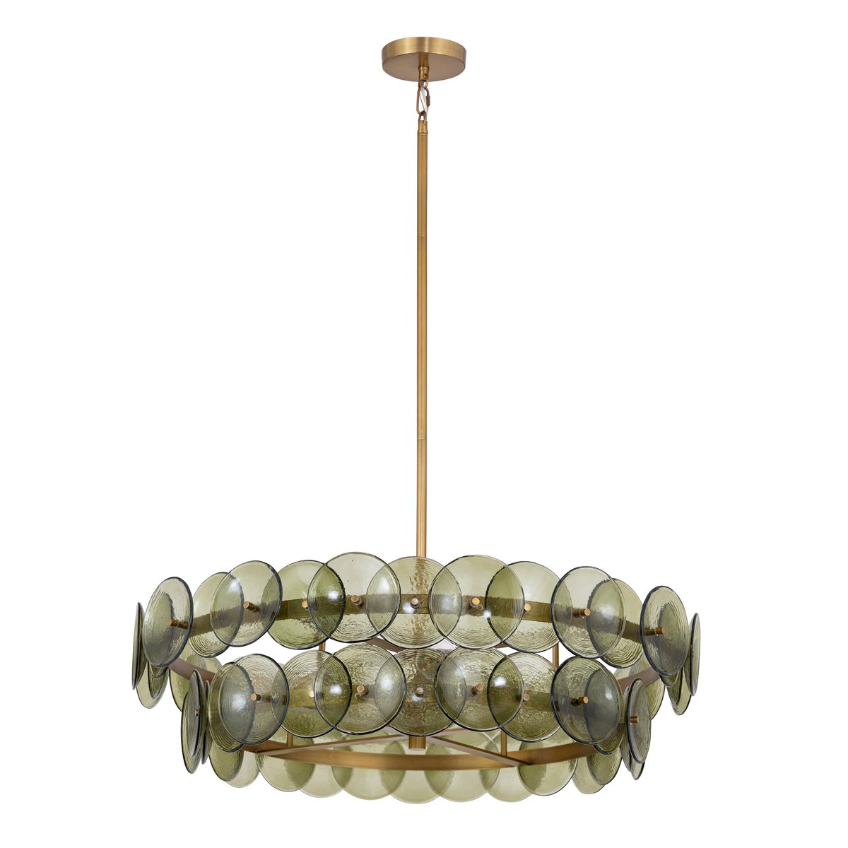 Aurora Chandelier Amber Pressed Glass Disc Round - Neutralighting