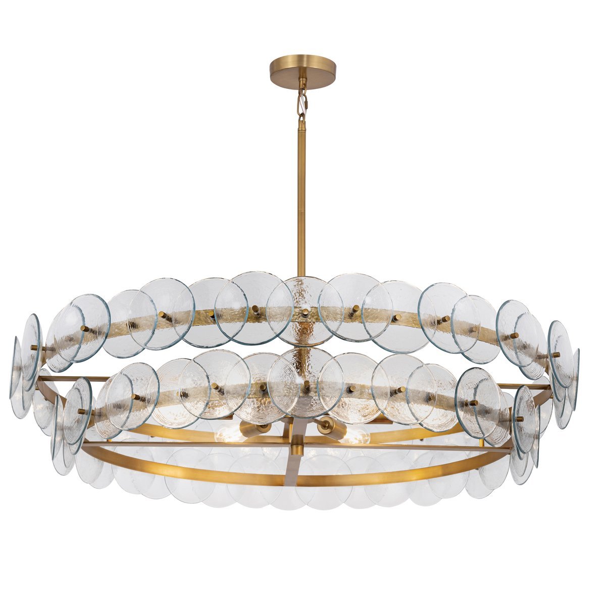 Aurora Chandelier Amber Pressed Glass Disc Round - Neutralighting