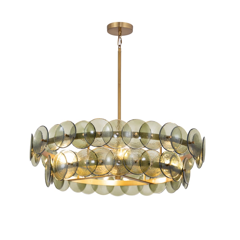 Aurora Chandelier Amber Pressed Glass Disc Round - Neutralighting