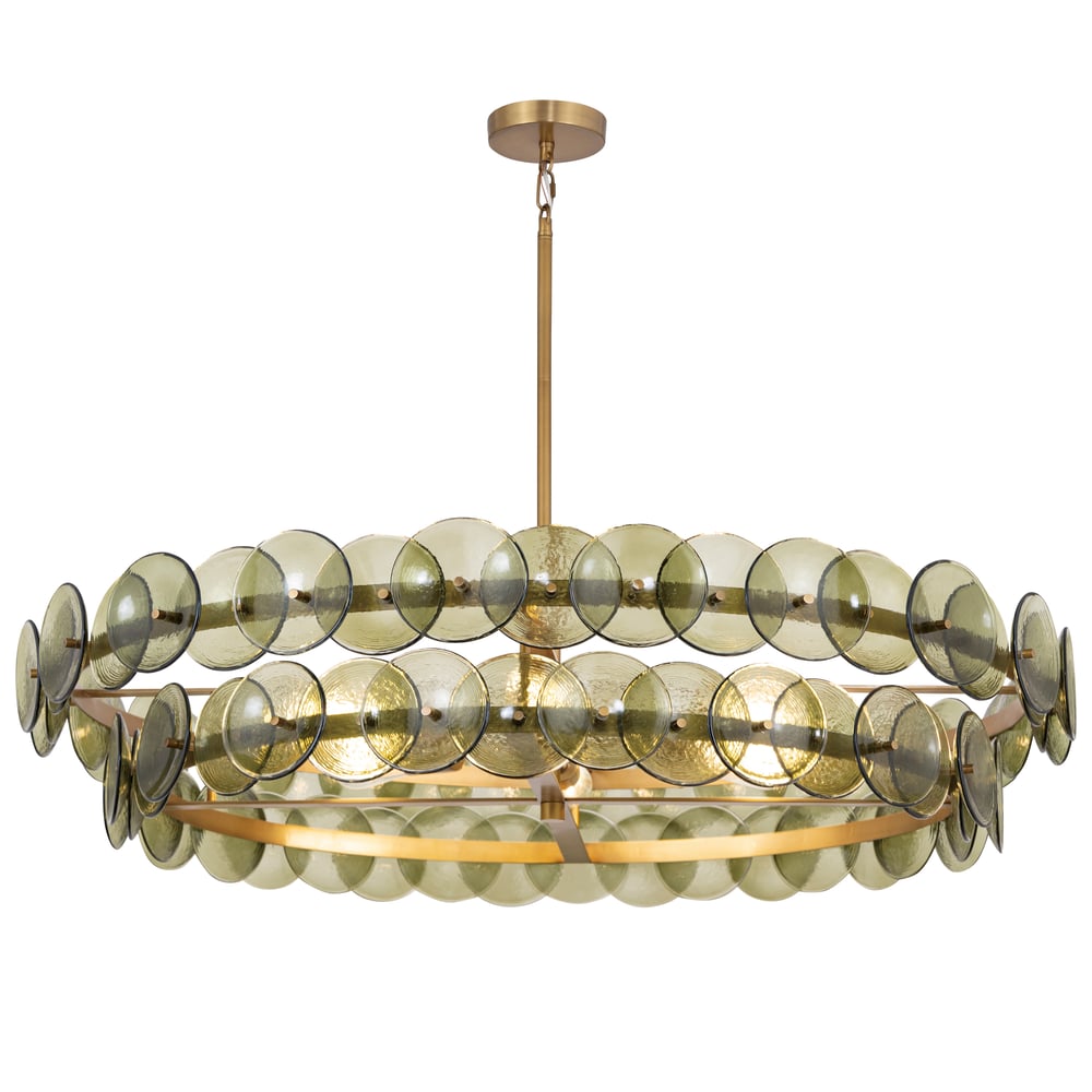 Aurora Chandelier Amber Pressed Glass Disc Round - Neutralighting