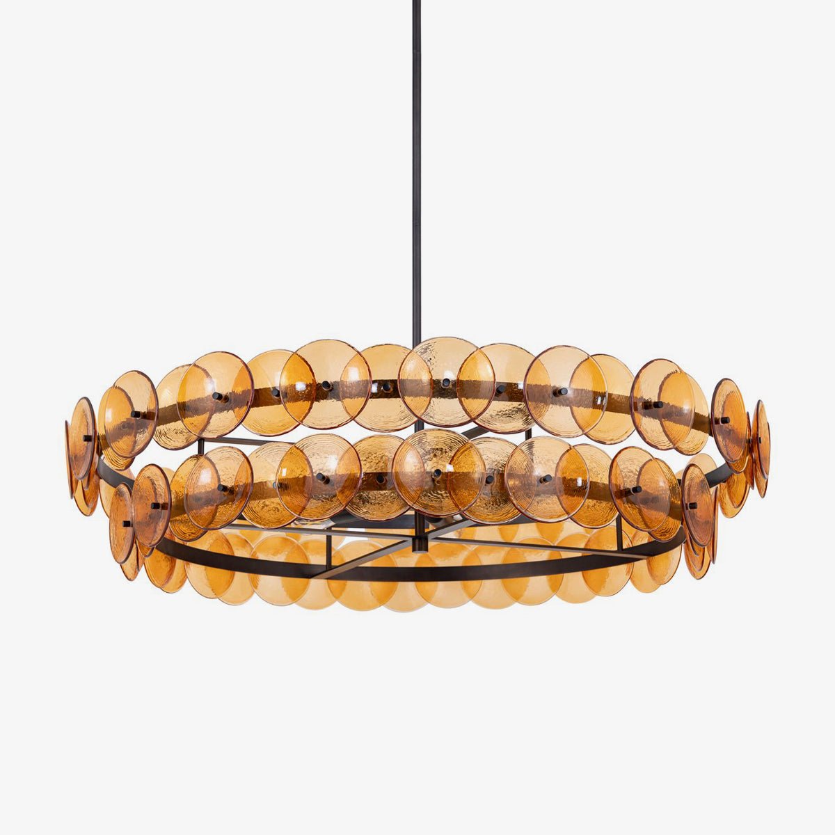 Aurora Chandelier Amber Pressed Glass Disc Round - Neutralighting