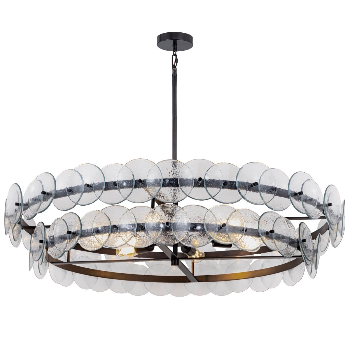 Aurora Chandelier Amber Pressed Glass Disc Round - Neutralighting