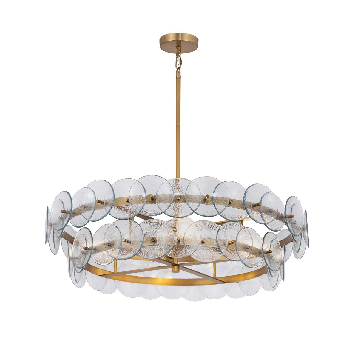 Aurora Chandelier Amber Pressed Glass Disc Round - Neutralighting