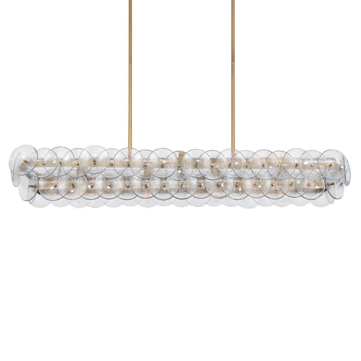 Aurora Chandelier Linear Amber Pressed Glass Disc Modern - Neutralighting