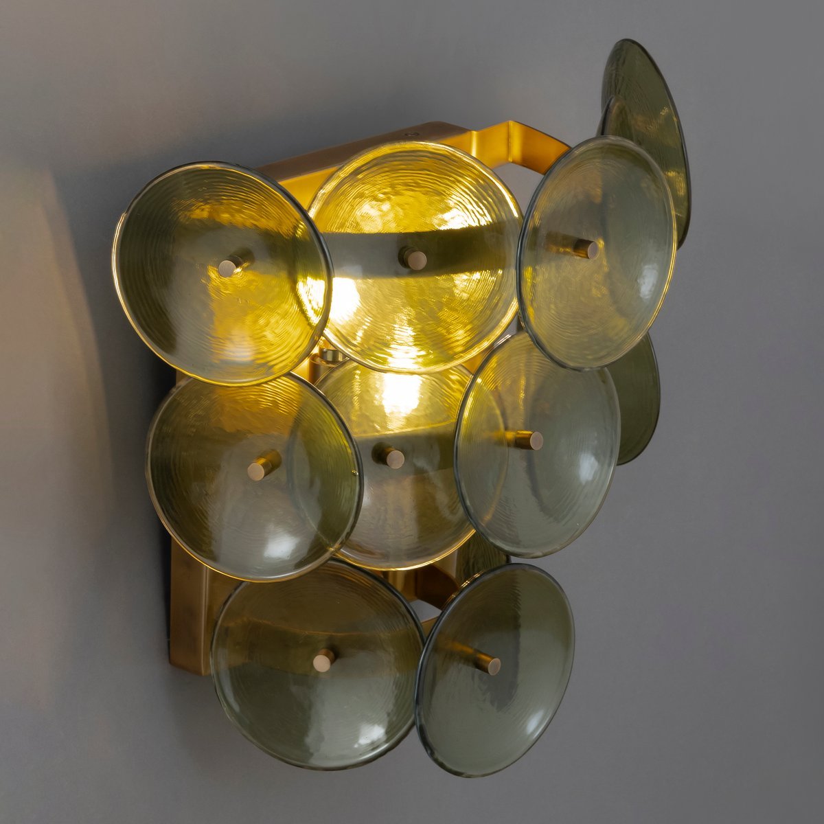 Aurora Wall Sconce Pressed Glass Disc Vintage Amber - Neutralighting