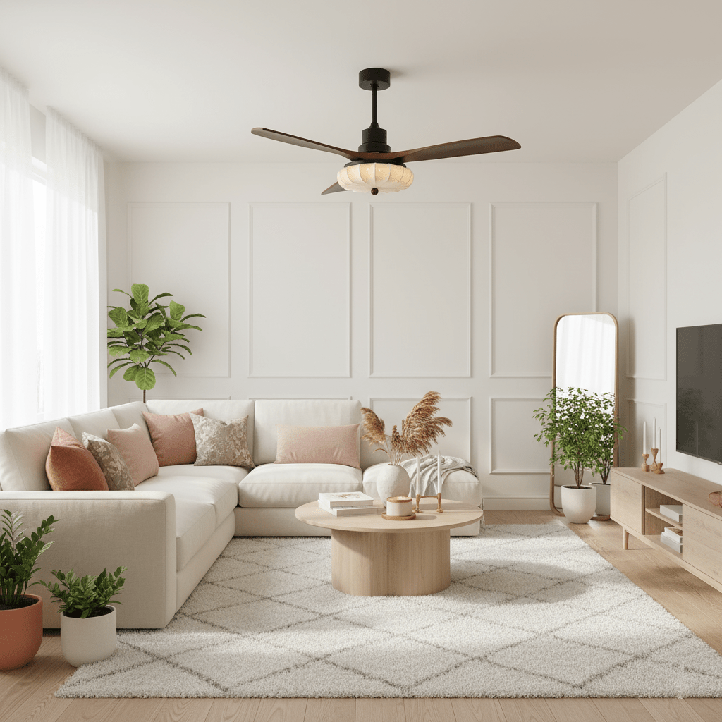 Jasper Bloom Deckenventilatorleuchte in einem Schlafzimmer