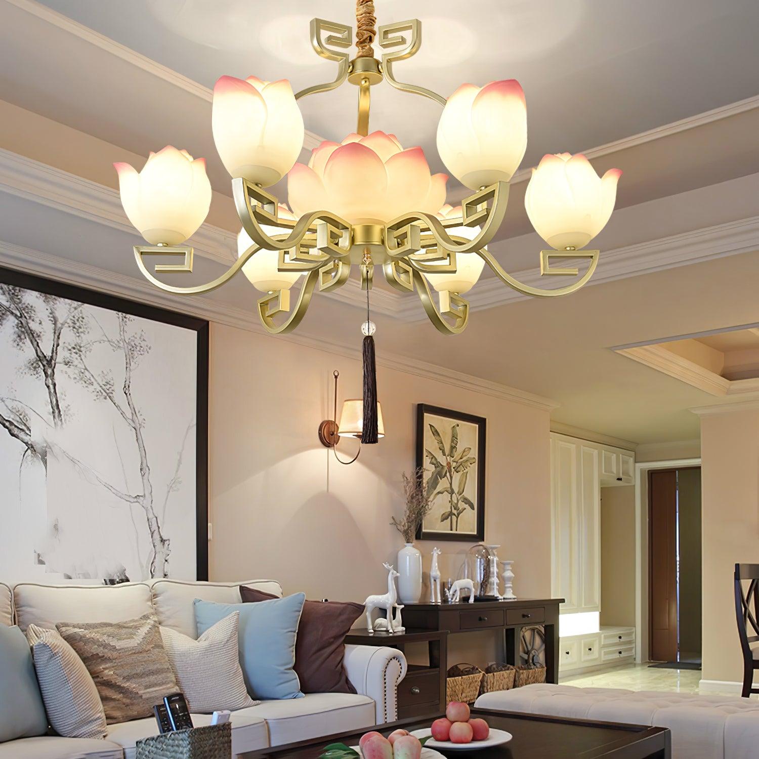 Lotus Eleganter Orientalischer Harz Kronleuchter-Letslighting