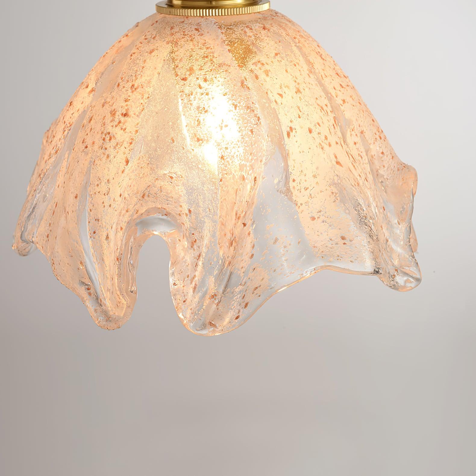 Solara Pendelleuchte Messing Rüschen Glas Lotus Vintage-Letslighting