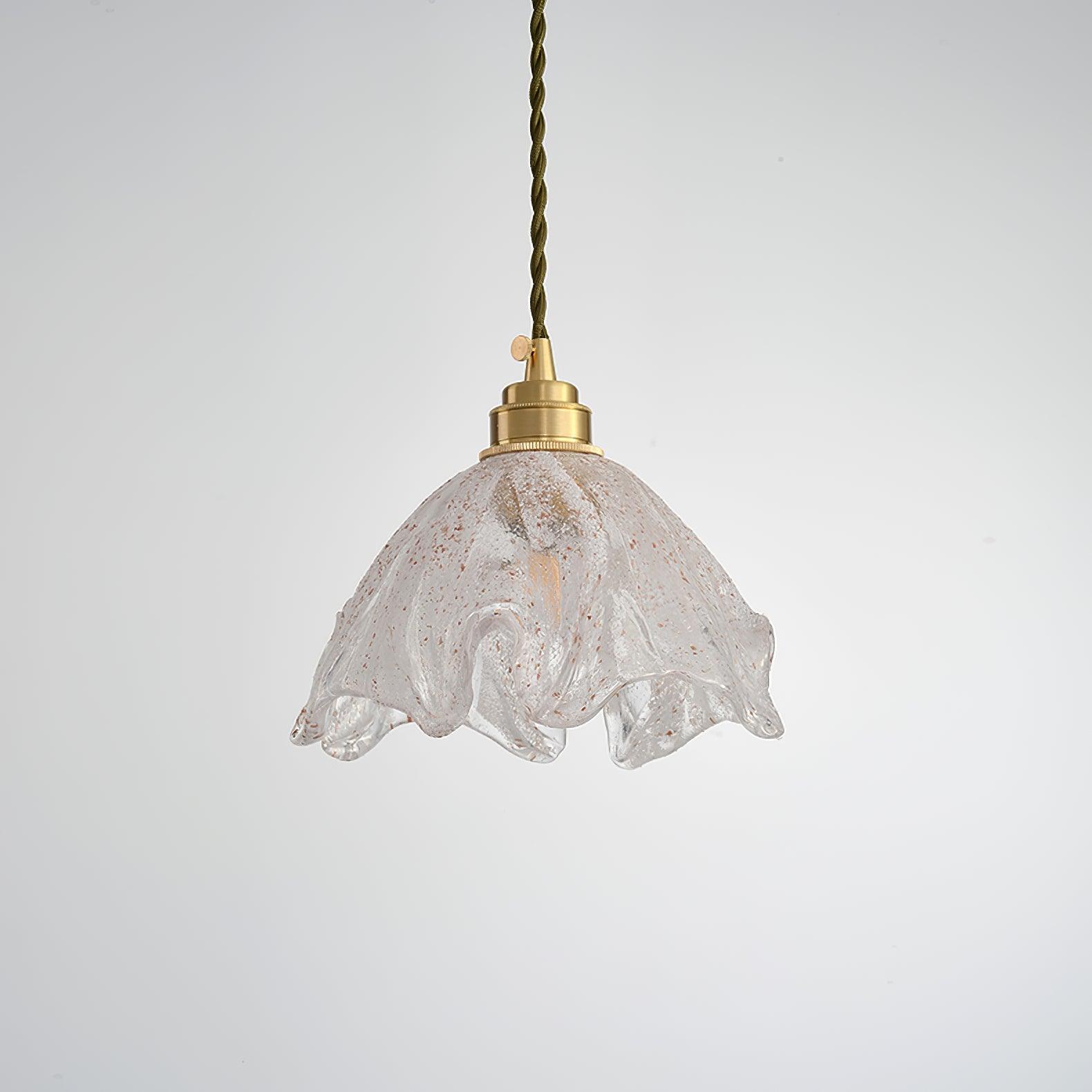 Solara Pendelleuchte Messing Rüschen Glas Lotus Vintage-Letslighting
