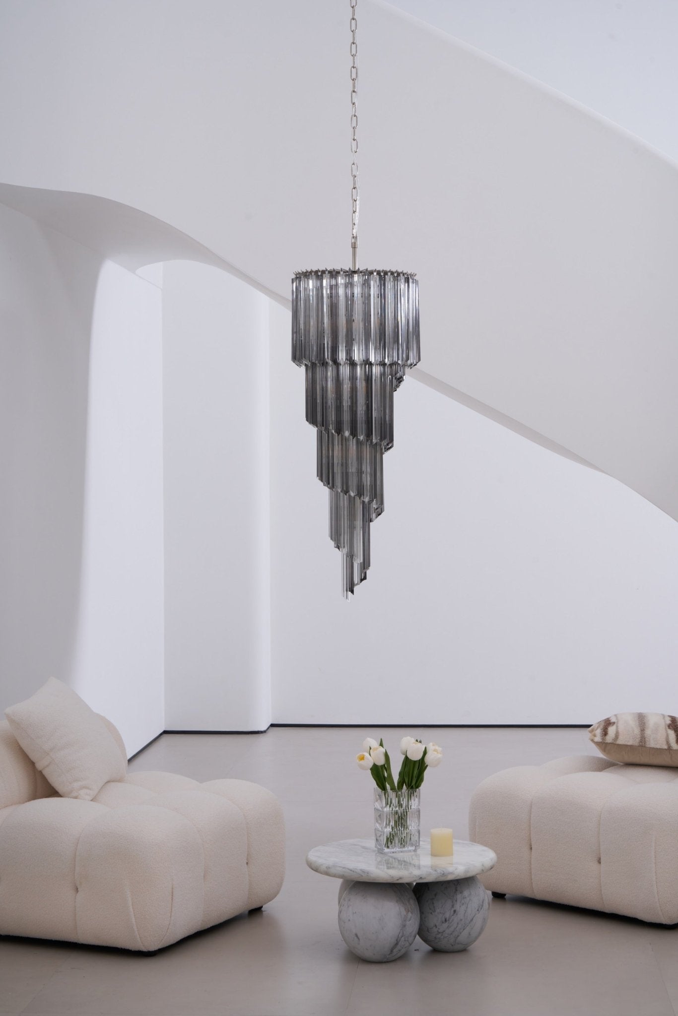 Aurora Chandelier Smoked Glass Spiral - Neutralighting