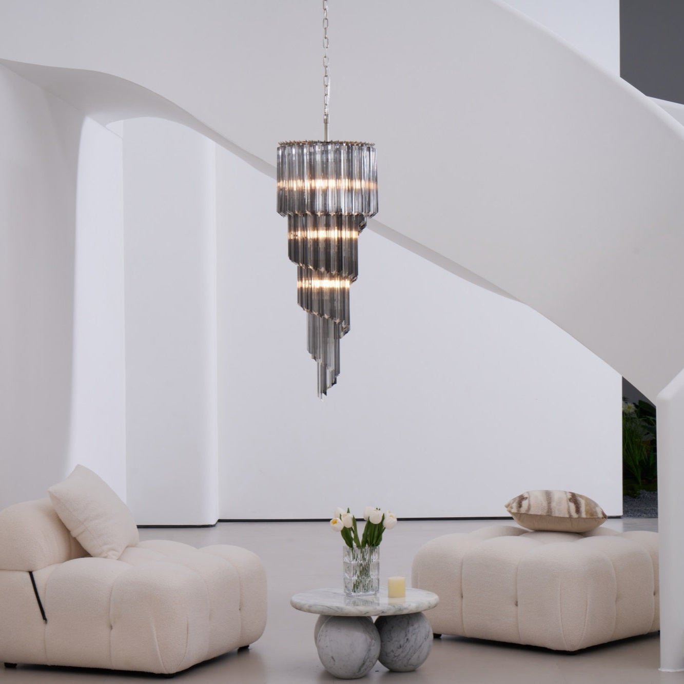 Aurora Chandelier Smoked Glass Spiral - Neutralighting