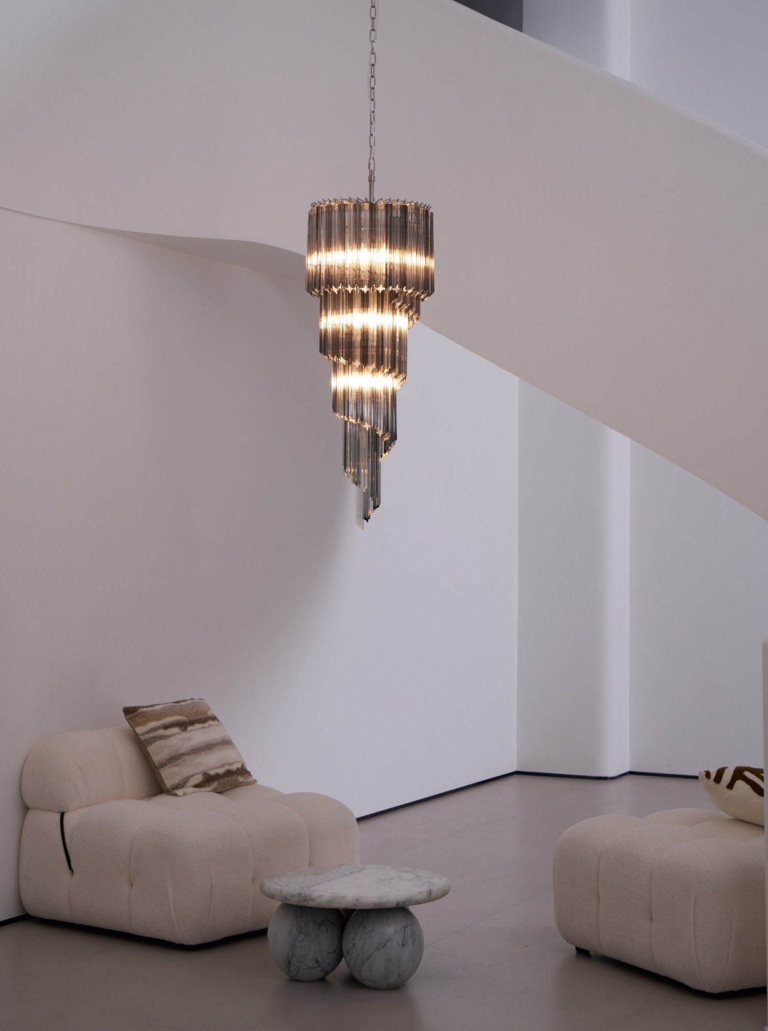 Aurora Chandelier Smoked Glass Spiral - Neutralighting