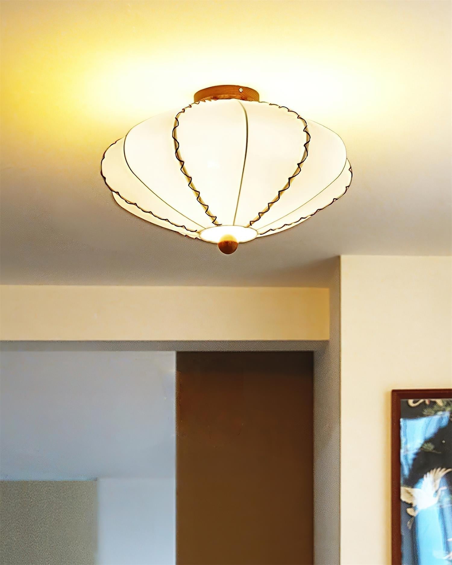 Yale Künstlerische Deckenleuchte aus Stoff und Holz-Letslighting