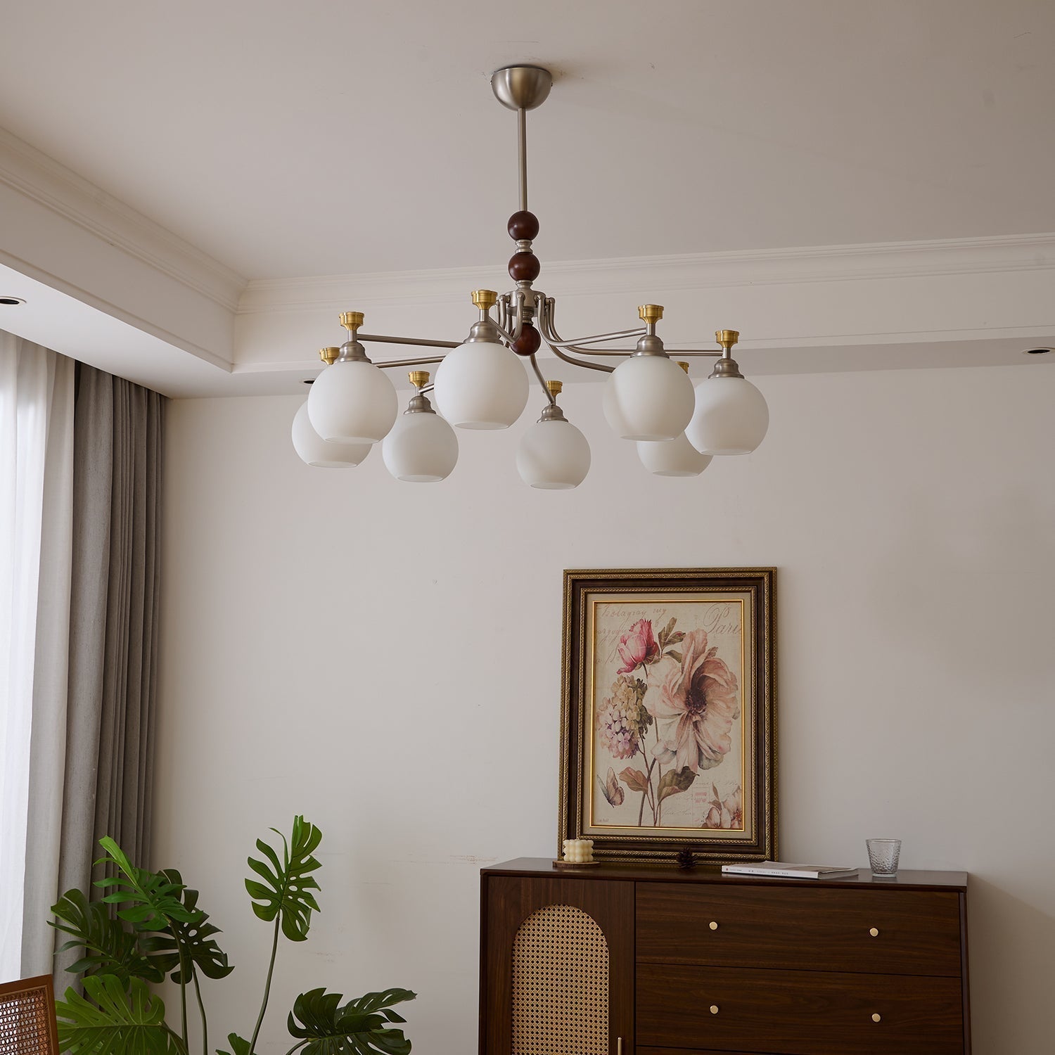 Eursoria Traditioneller Kunst-Orb Kronleuchter aus Holz und Glas-Letslighting