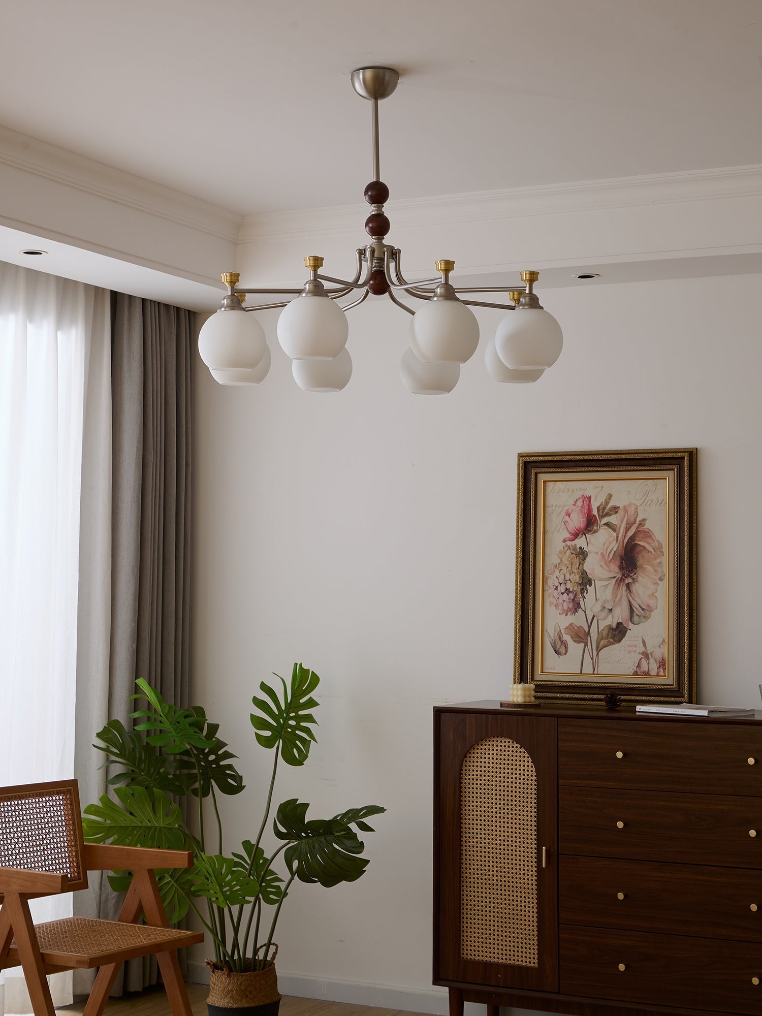 Eursoria Traditioneller Kunst-Orb Kronleuchter aus Holz und Glas-Letslighting