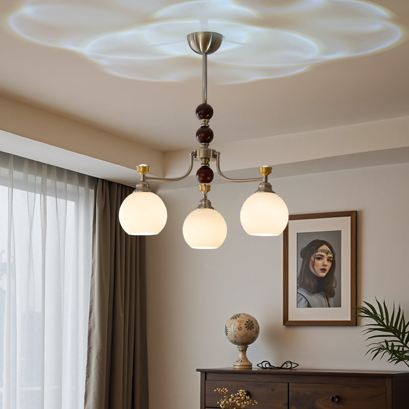 Eursoria Traditioneller Kunst-Orb Kronleuchter aus Holz und Glas-Letslighting