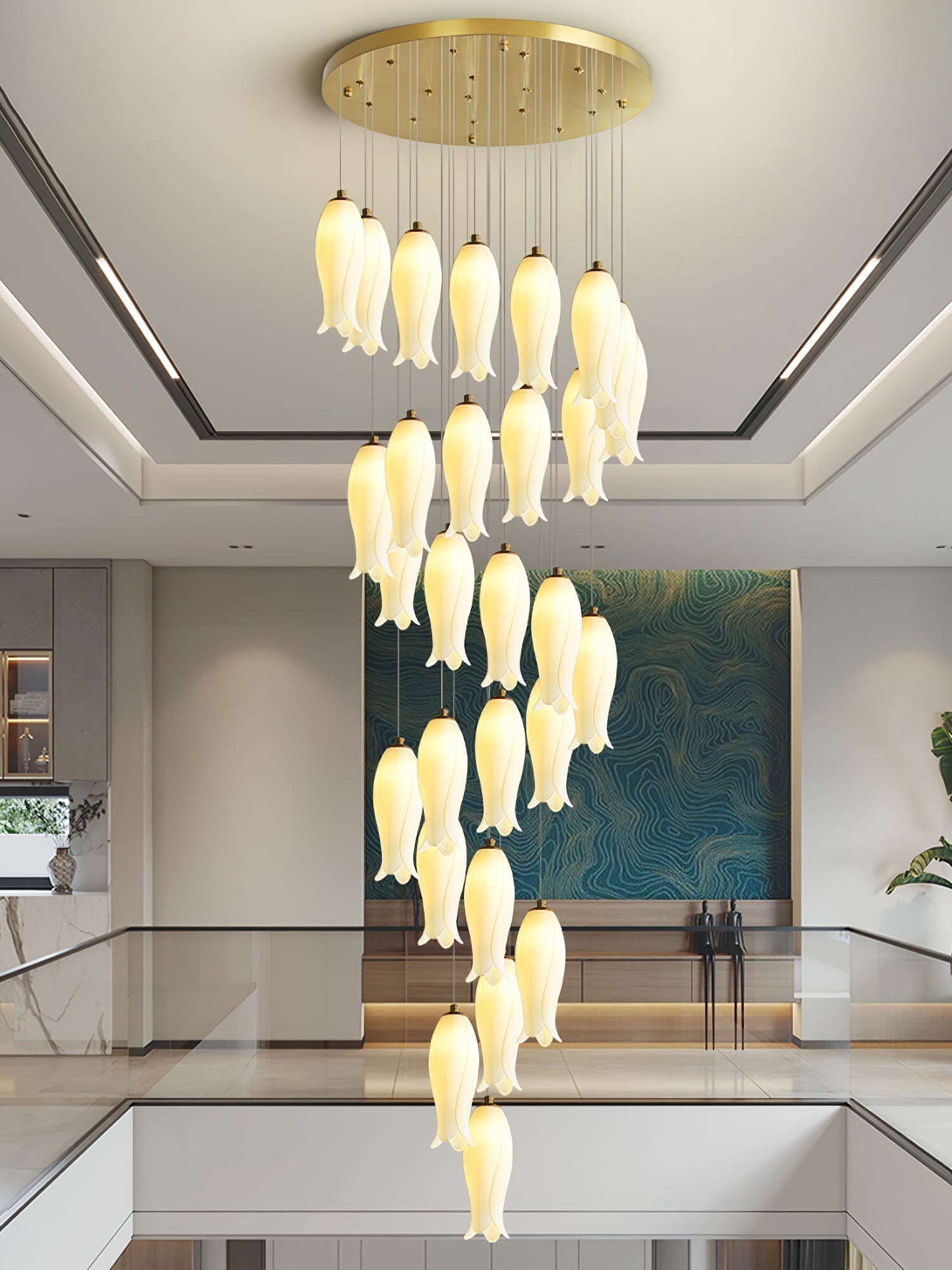 Sylirion Alabaster Brass Chandelier - Blowlighting