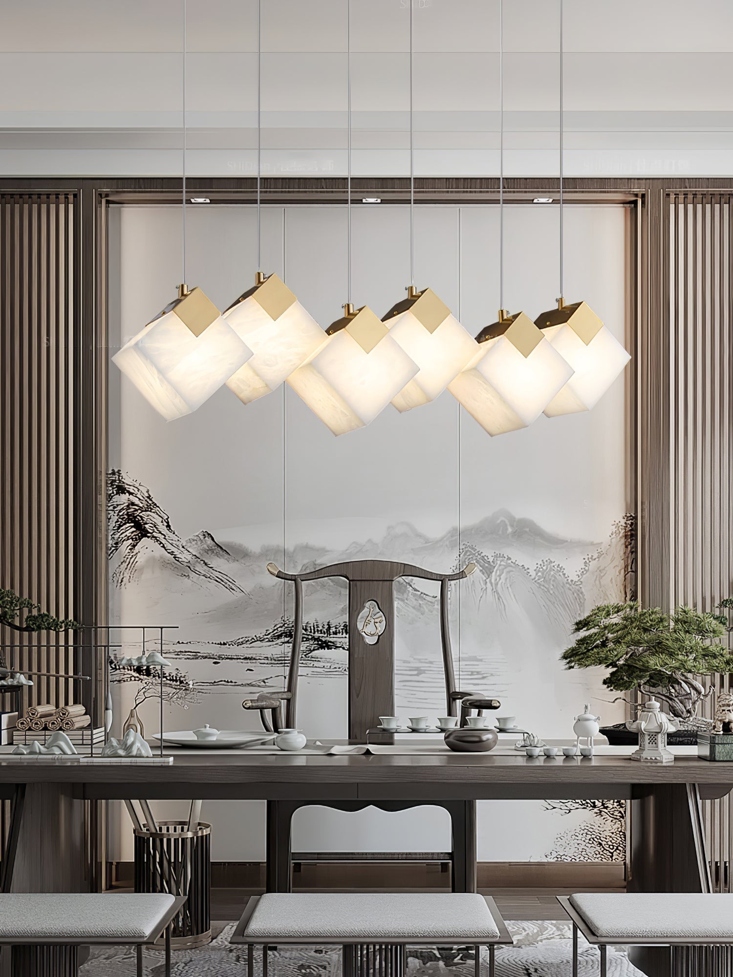 Vevariel Linear Alabaster Pendant Light - Neutralighting
