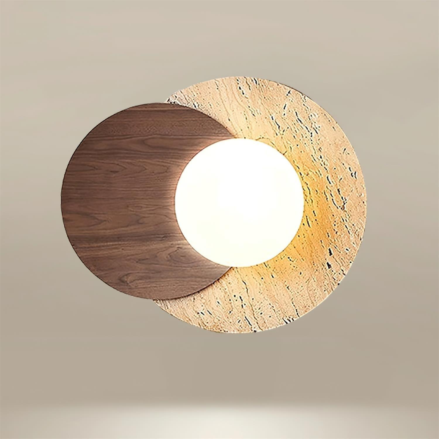 Zelirir Dual-Disc Travertine Wall Light - Neutralighting