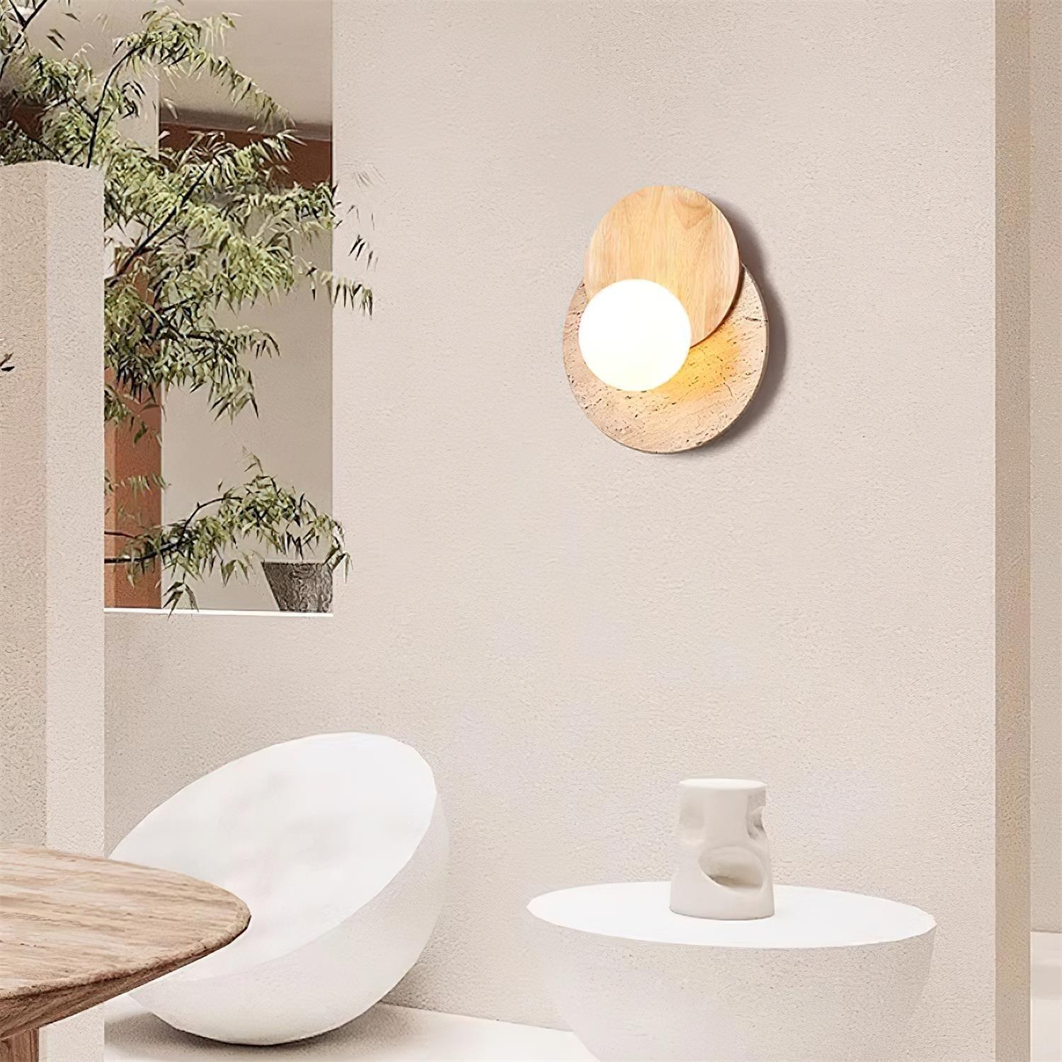 Zelirir Dual-Disc Travertine Wall Light - Neutralighting