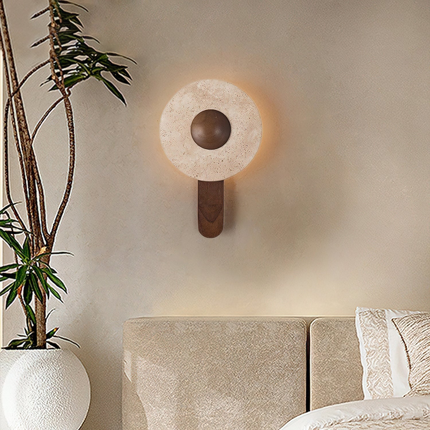 Nymarora Circular Travertine Wall Light - Neutralighting