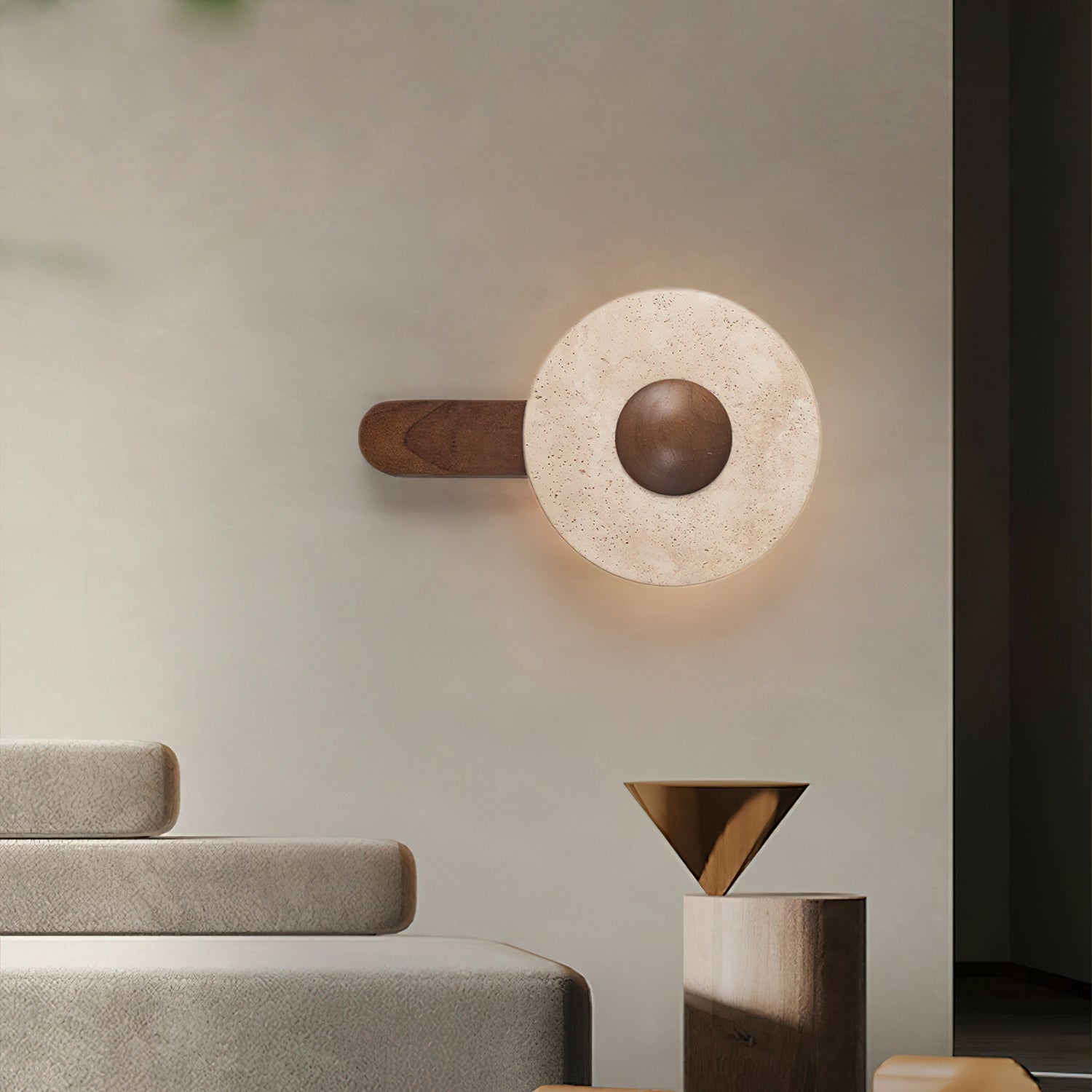 Nymarora Circular Travertine Wall Light - Neutralighting