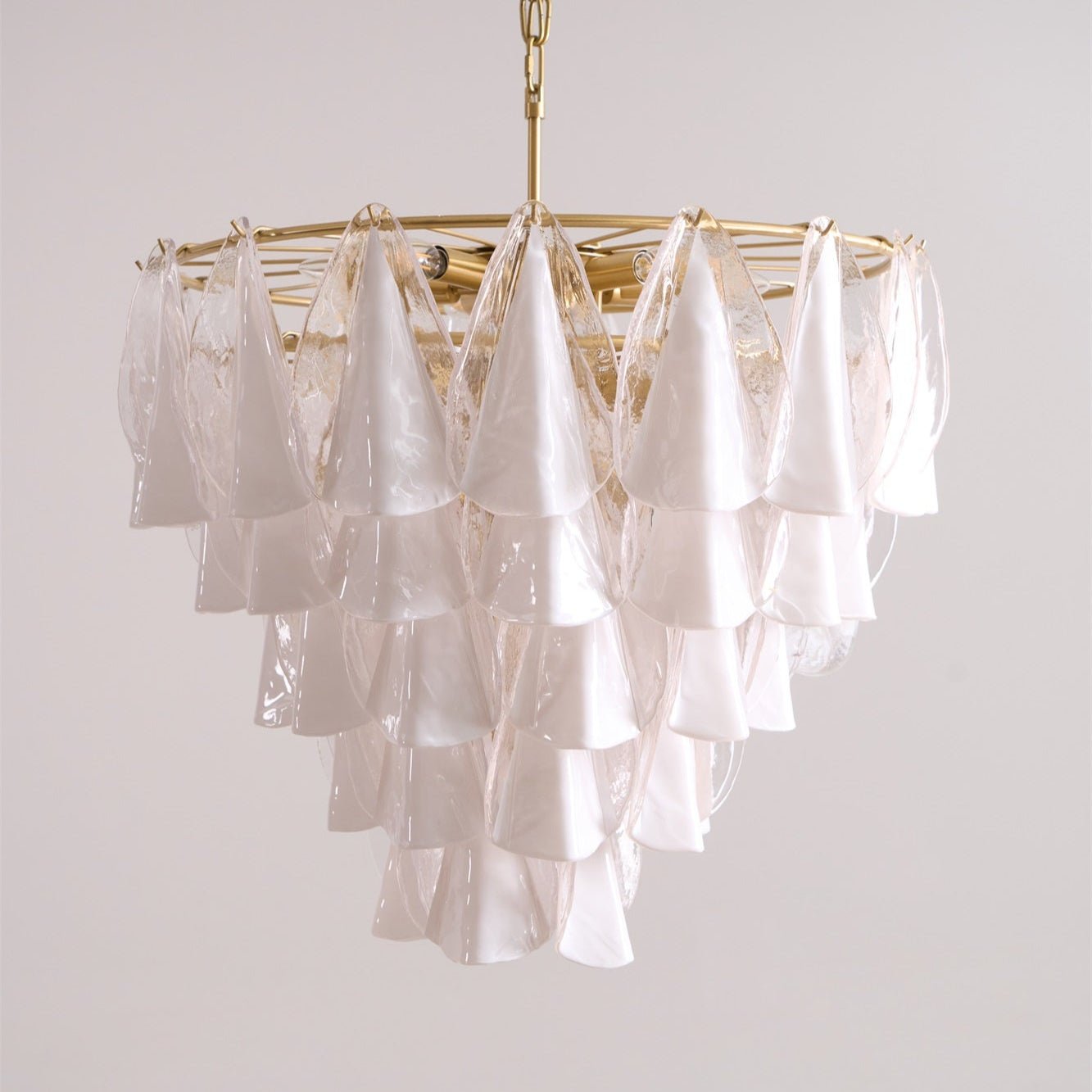 Aurora Chandelier White Leaf Glass Layered Modern - Neutralighting